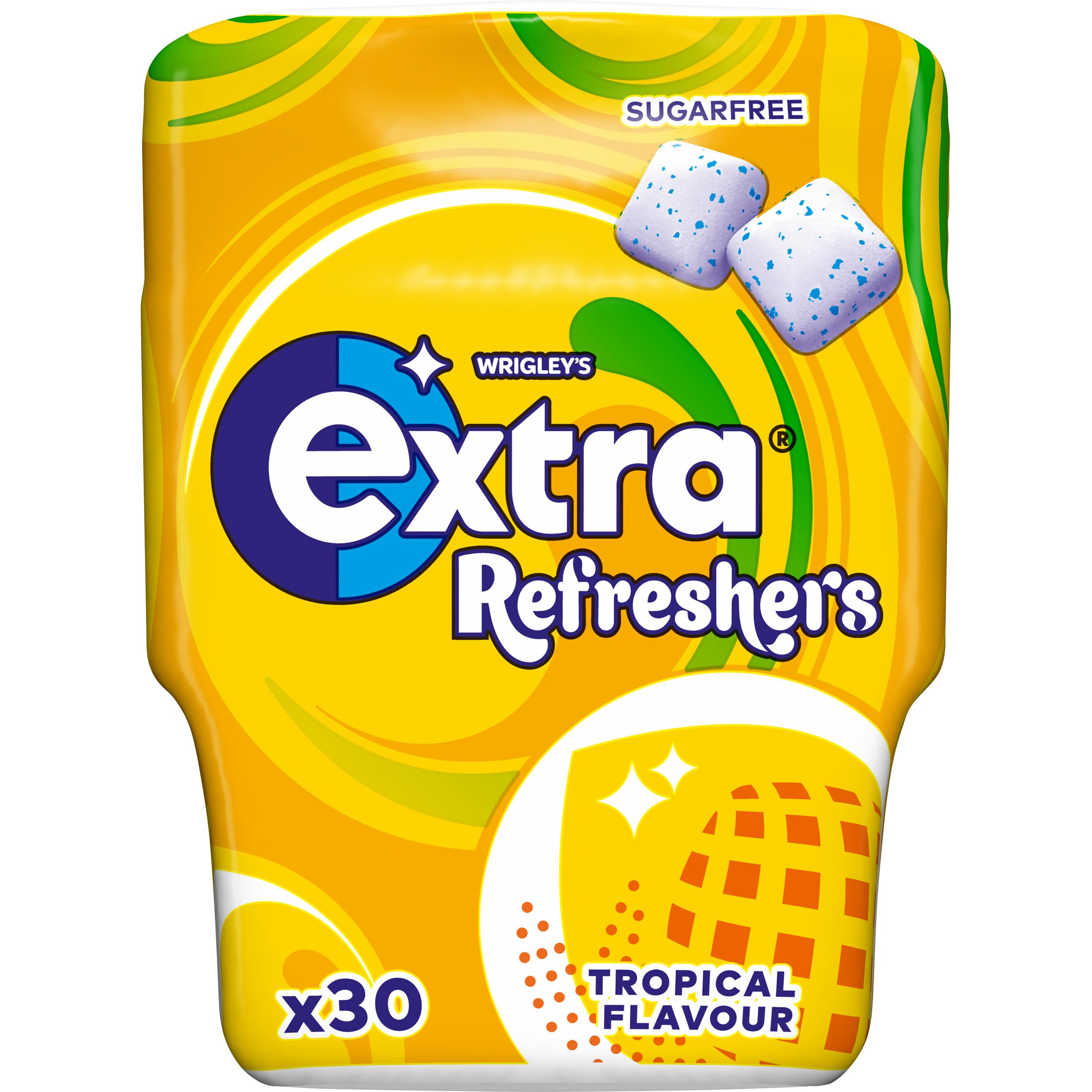 Extra - Refreshers Sugarfree Chewing Gum, Tropical Flavour (90g Bottle) 1