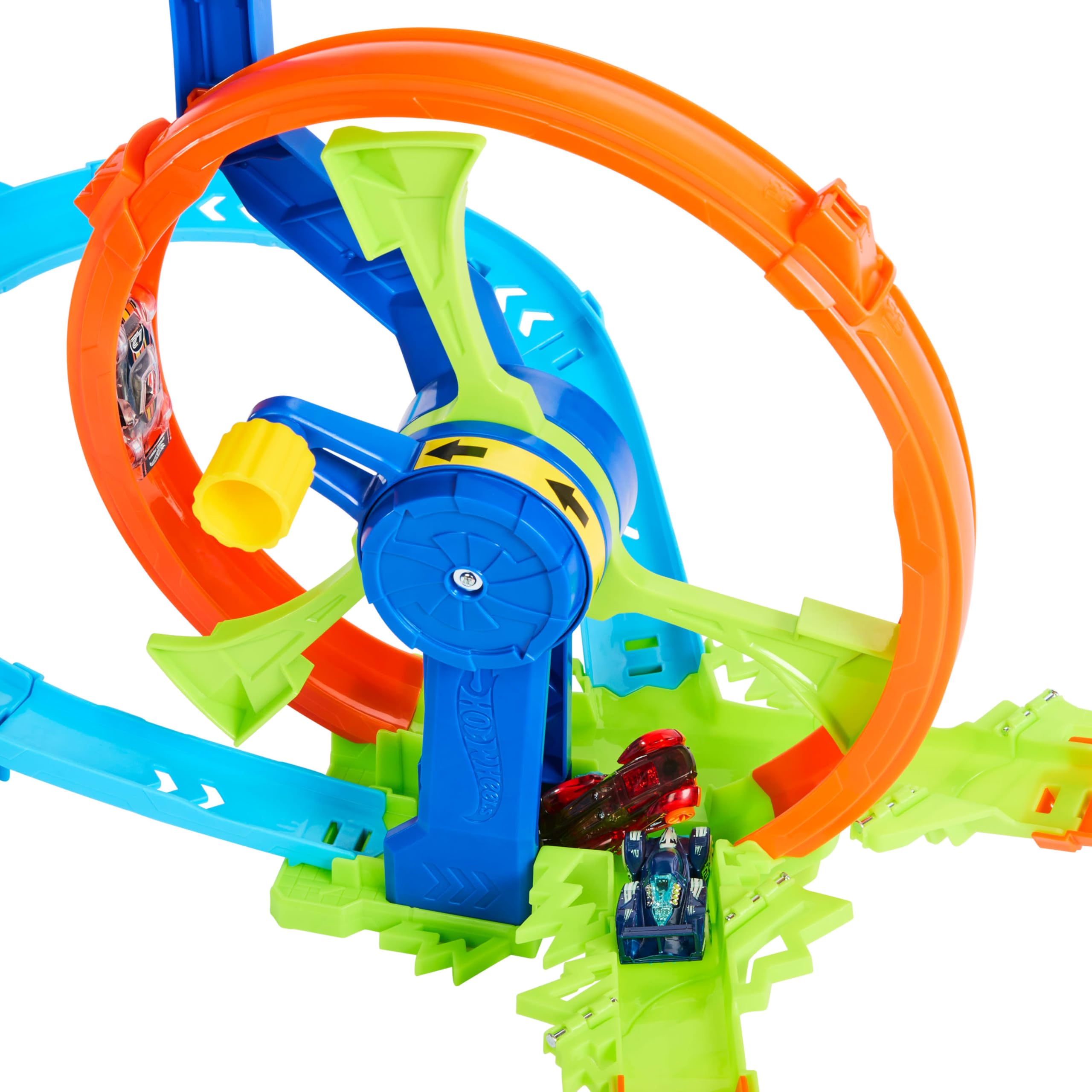 Hot Wheels Rapid Launch & Loop Playset - Crank-Powered Race Track for Kids 4+ 5