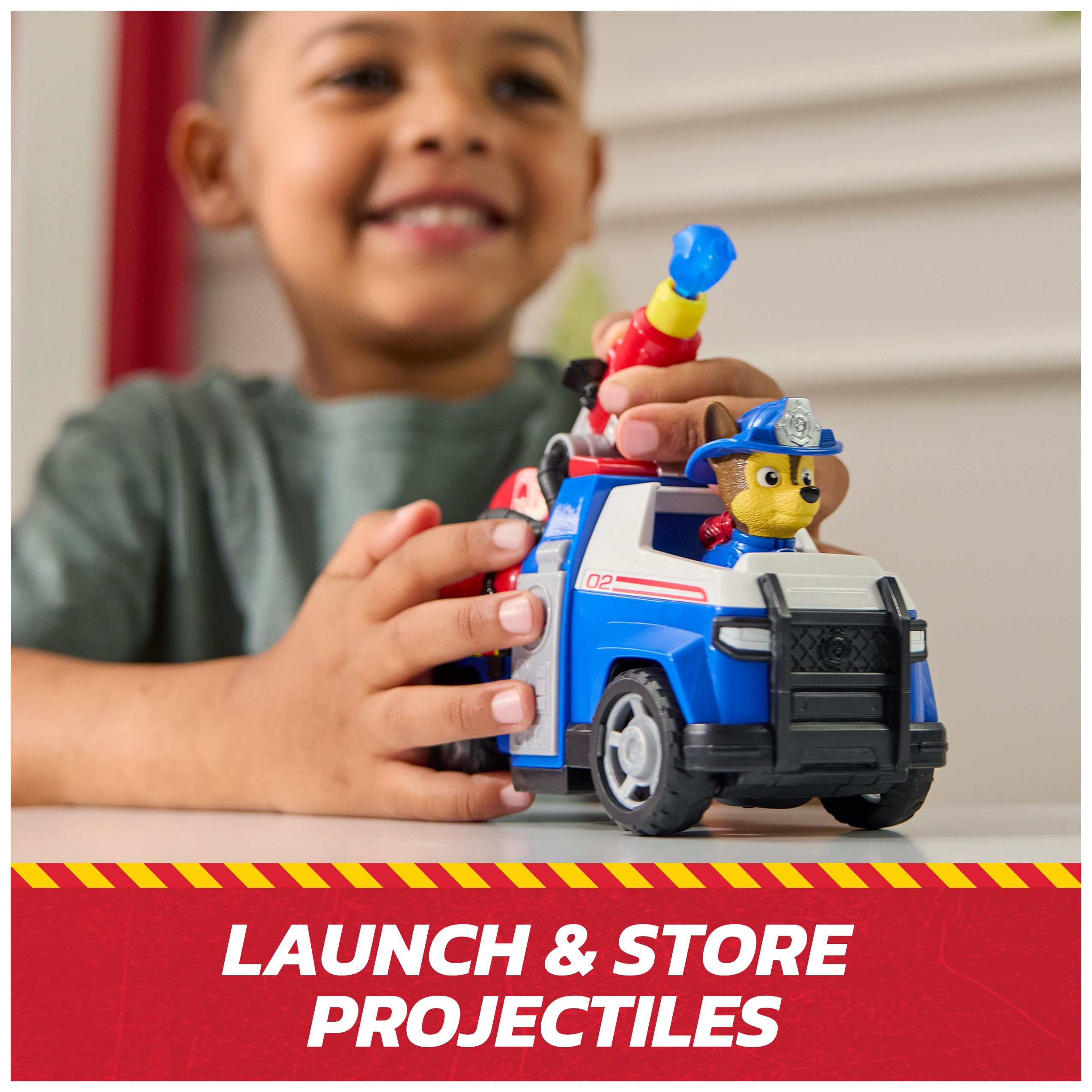Paw Patrol Chase Rescue Fire Cruiser Truck with Figure, Launcher, and 2 Projectiles | Ages 3+ 8