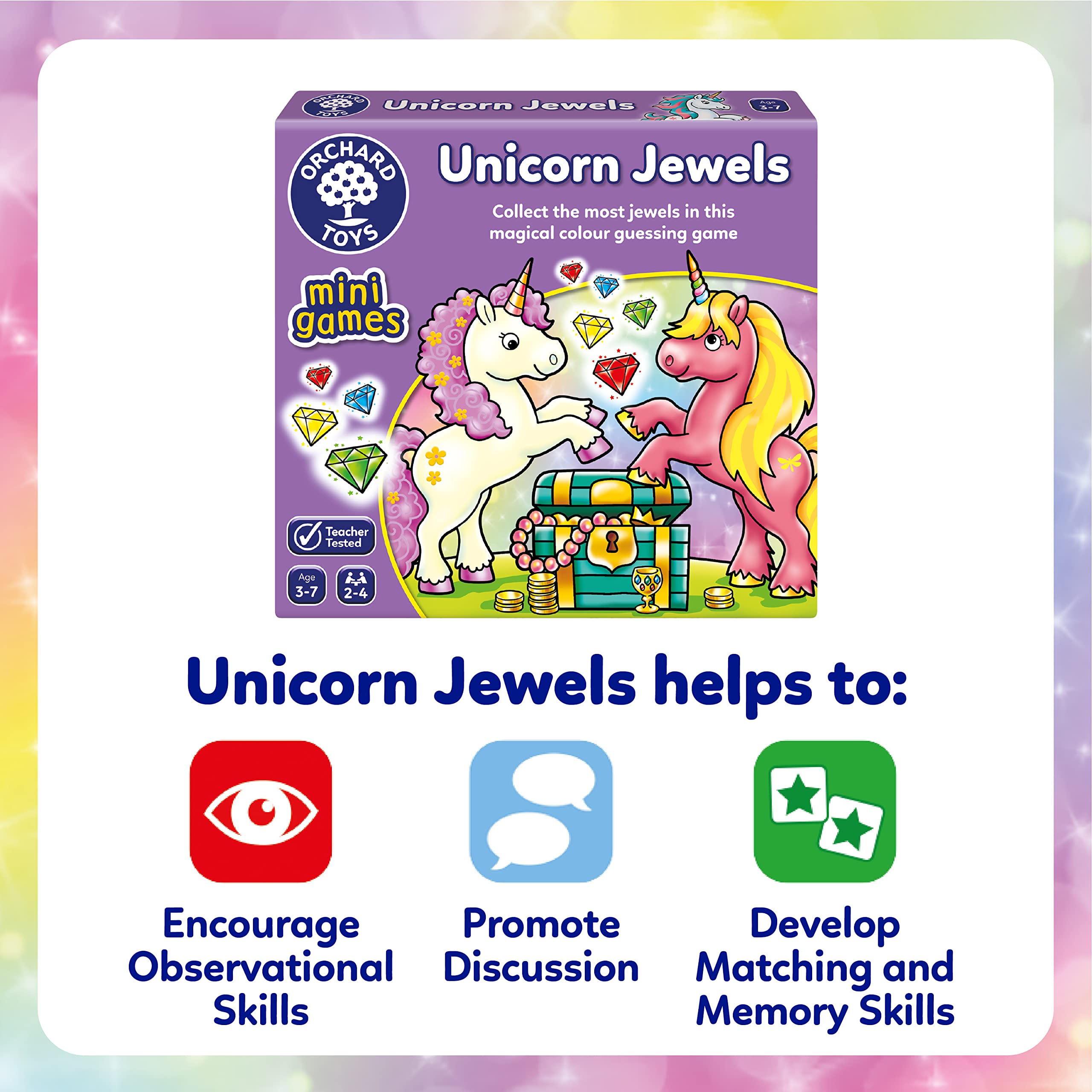 Orchard Toys Unicorn Jewels Colour Matching Game | Ages 3-7 | 2-4 Players | Travel Size 5