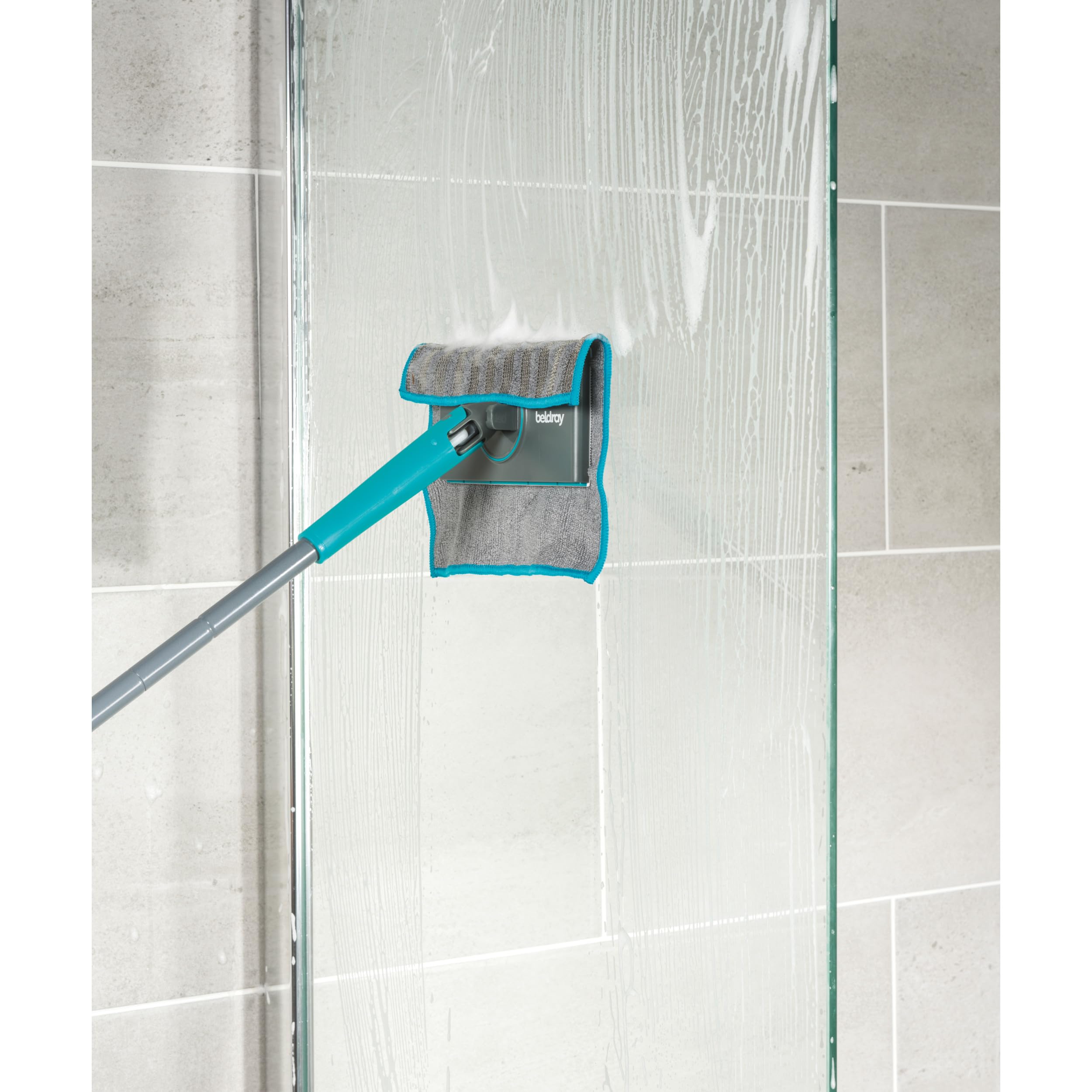 Beldray Anti-Bac Clip-to-Grip Bathroom Mop – Small Head, Precision Cleaning, 70 cm Handle, Tiles/Mirrors/Bathtub, Hygienic Push Release Handle, 360° Swivel Head, 4 Washable Cloths, Wet & Dry 7
