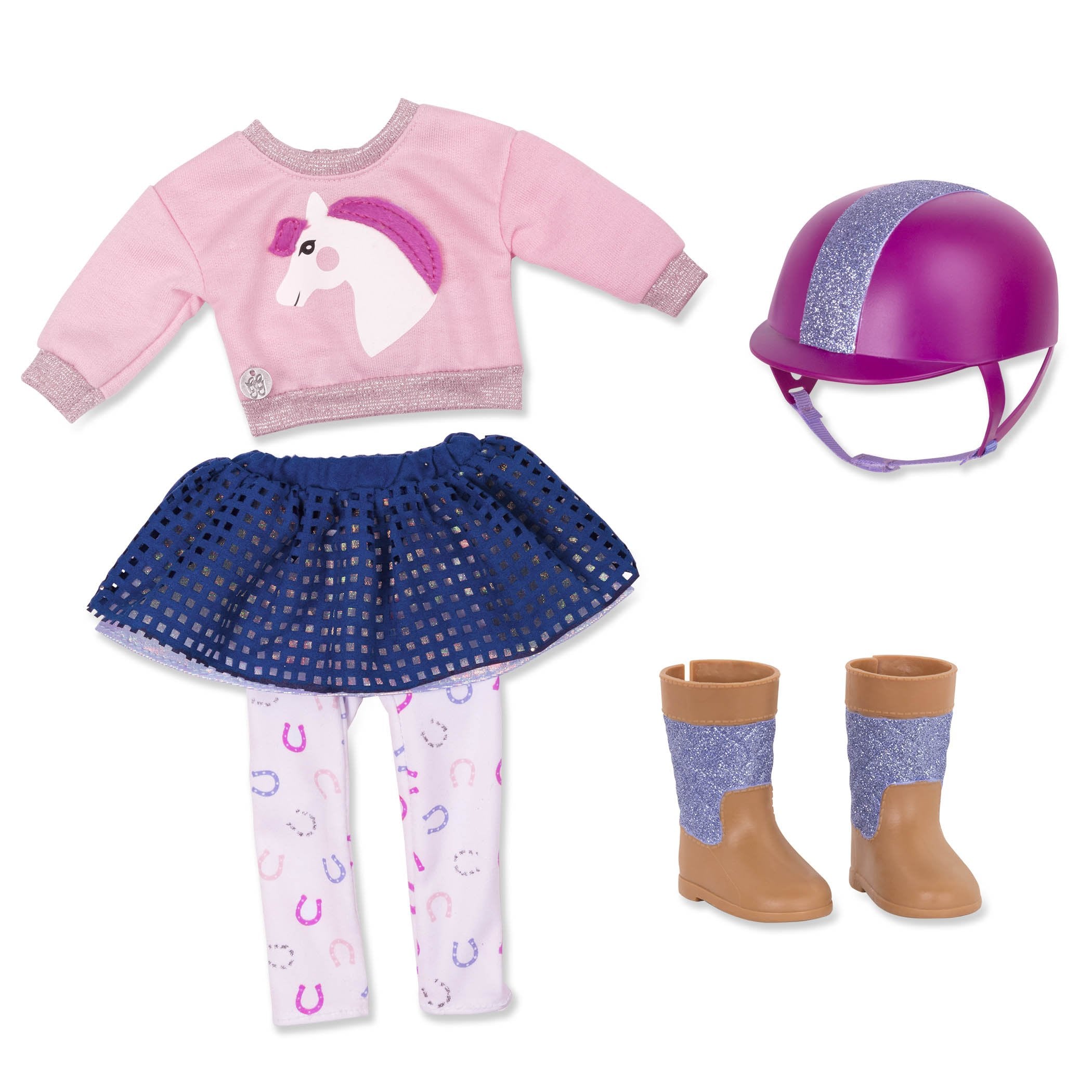 Glitter Girls 14-Inch Doll Gallop & Glow Riding Outfit - Deluxe Equestrian Clothes Set for 3+