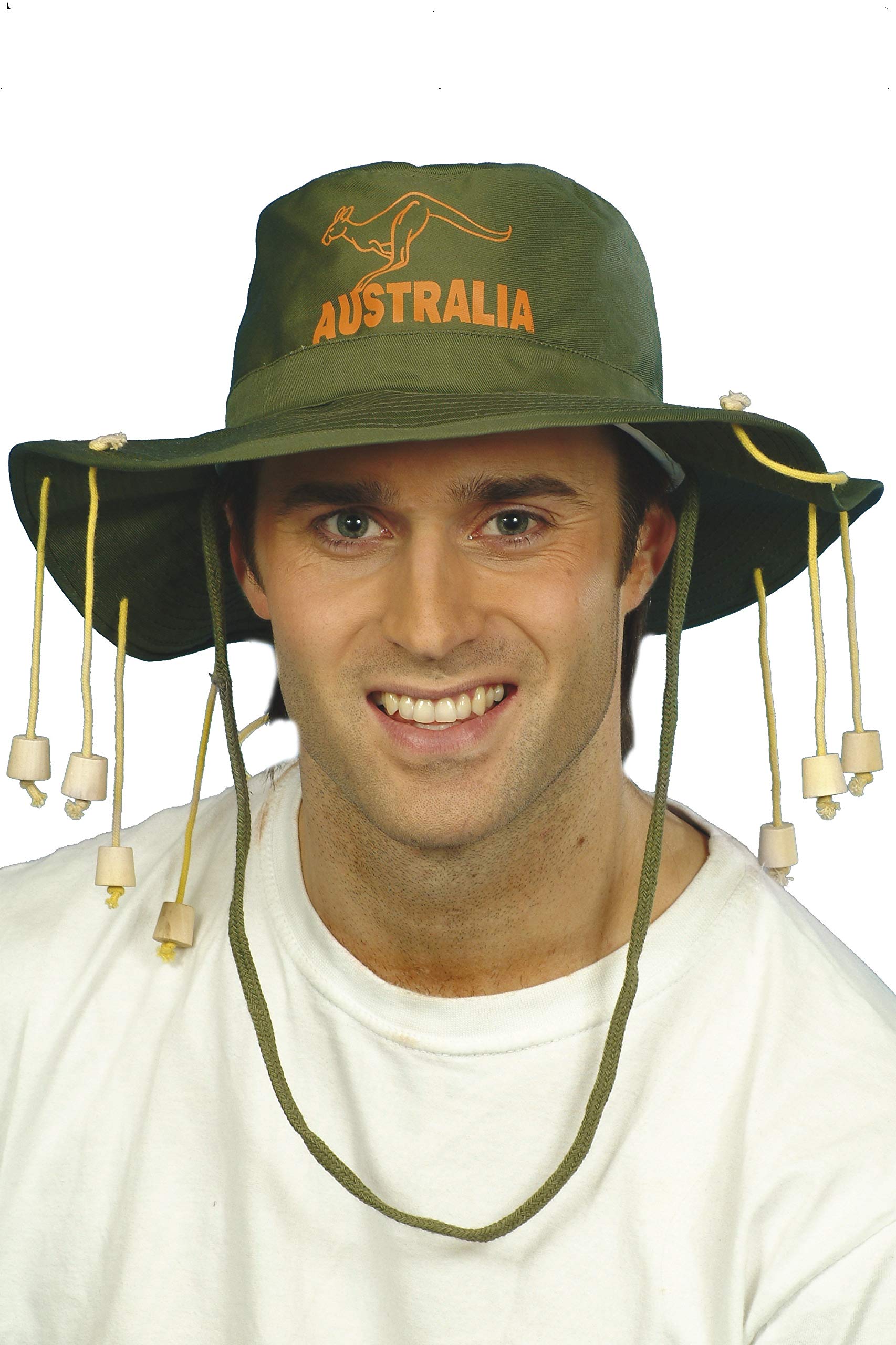 Smiffys Australian Hat - Green with Corks | Adult Dress Up Headwear | Polyester | One Size