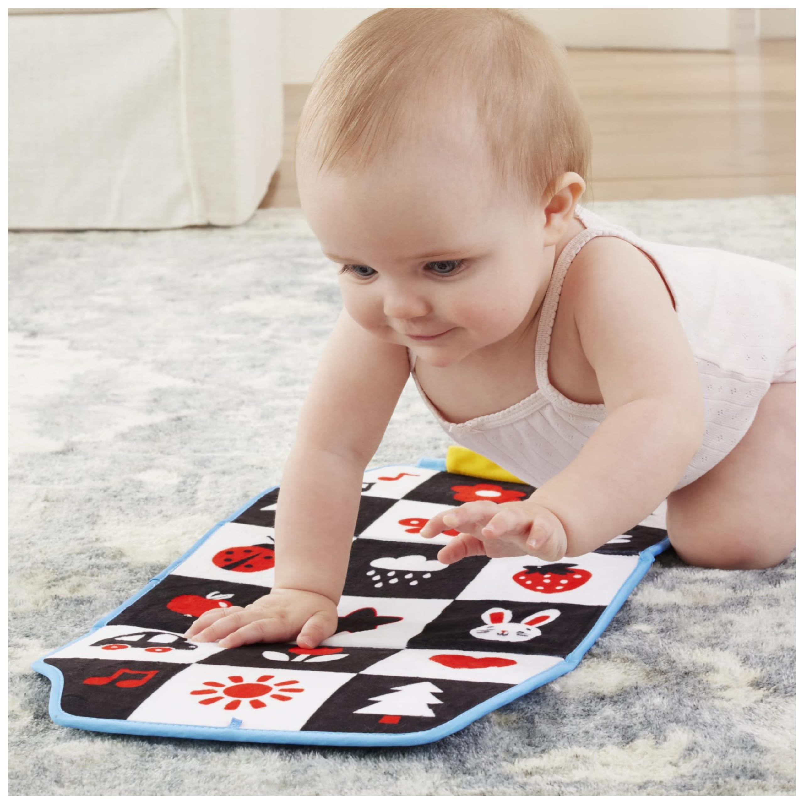Ms. Rachel Tummy Time Activity Bus - Soft Folding Play Mat with Mirror & Textures for Sensory Development 3