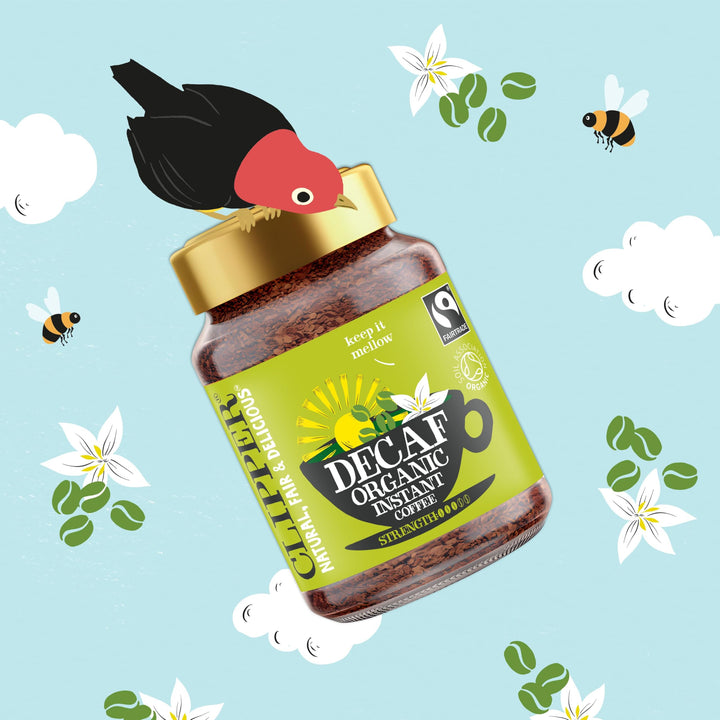 Clipper Organic Decaf Instant Coffee - 6x 100g Jars Medium Roast Arabica