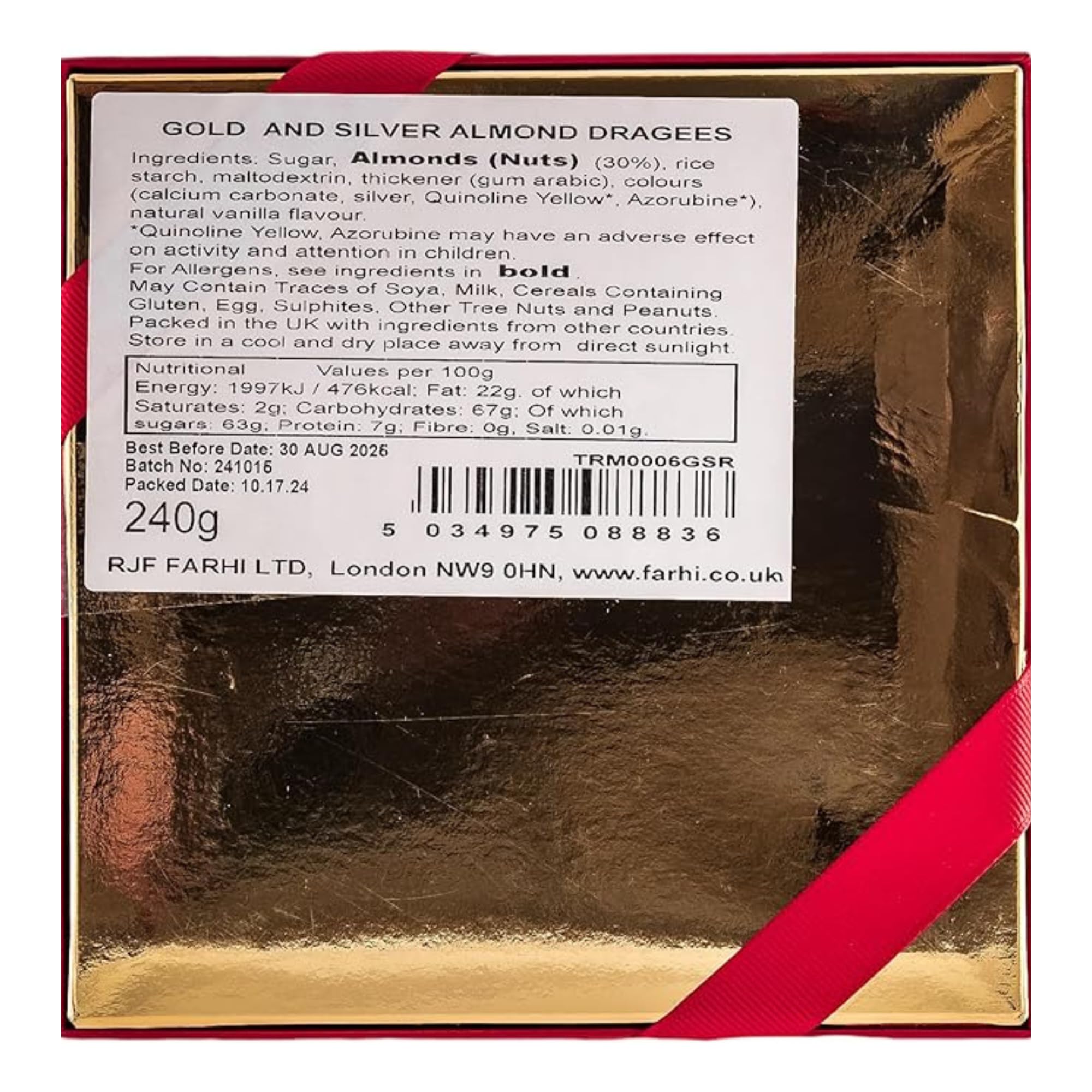 Rita Farhi Gold and Silver Almond Dragees (240g) – Luxury Sugared Almonds for Weddings and Celebrations 5