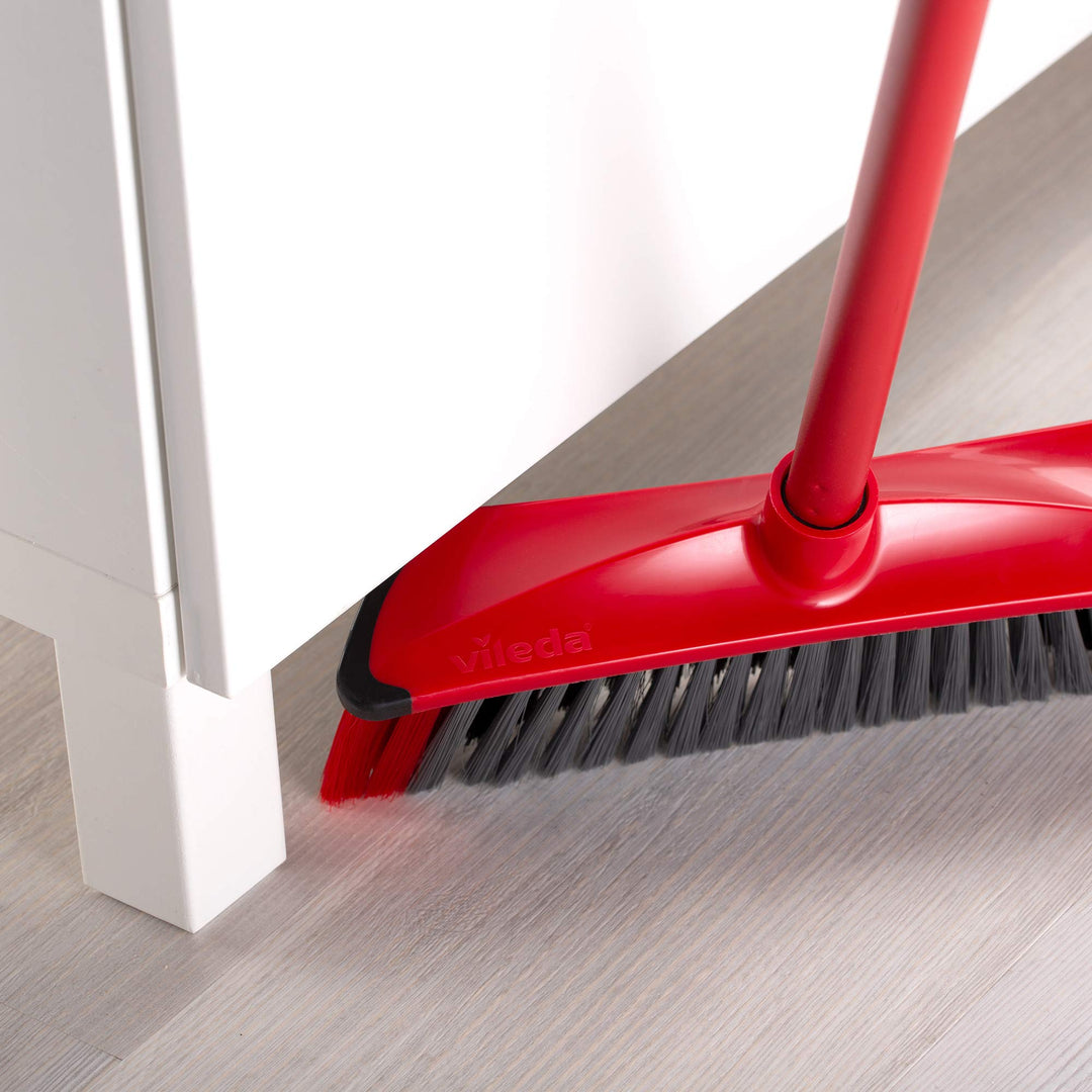 Vileda 3Action Broom Plus Long Handled Dustpan Set, Red