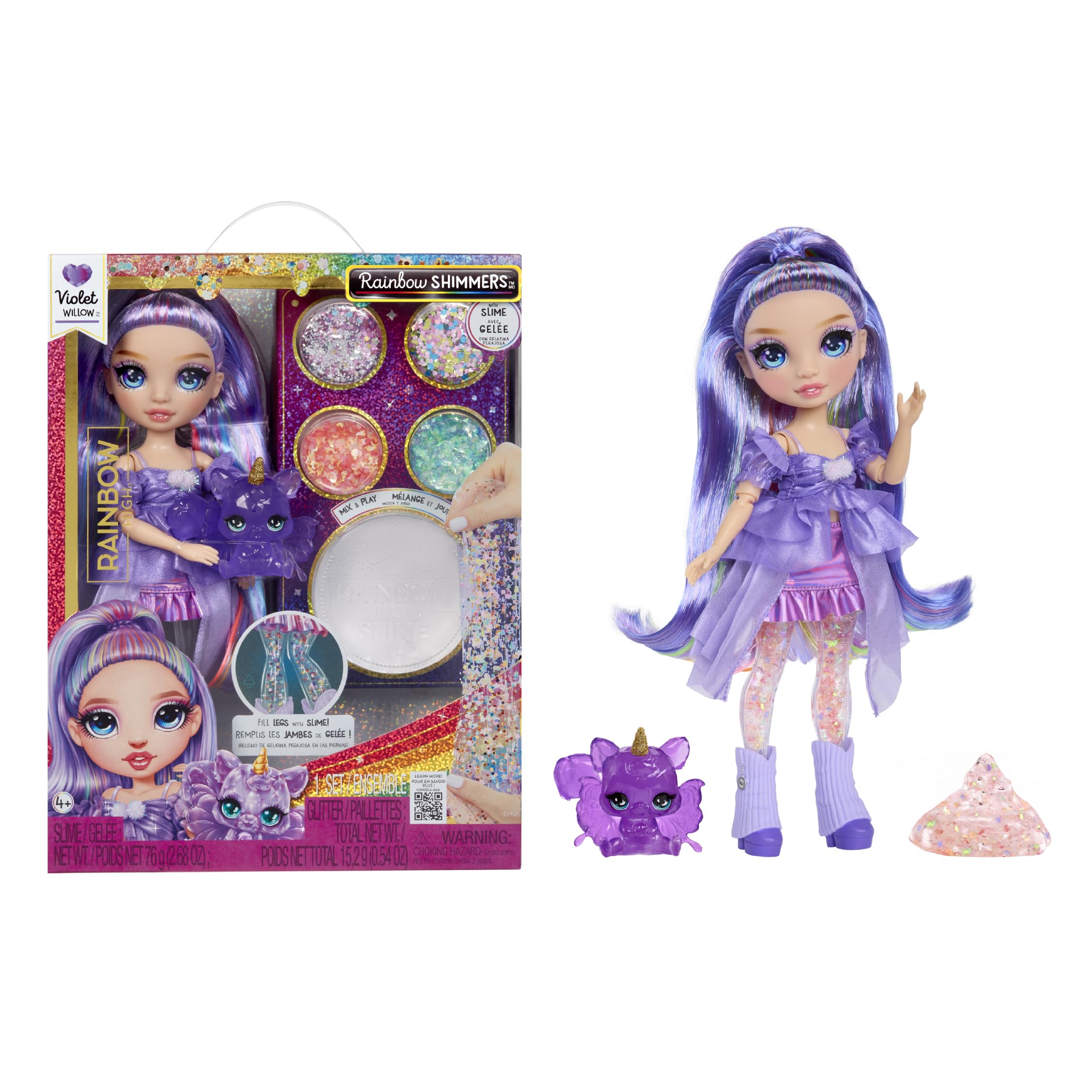 Rainbow High Rainbow Shimmers with Slime - Violet Fashion Doll - 28cm Playset