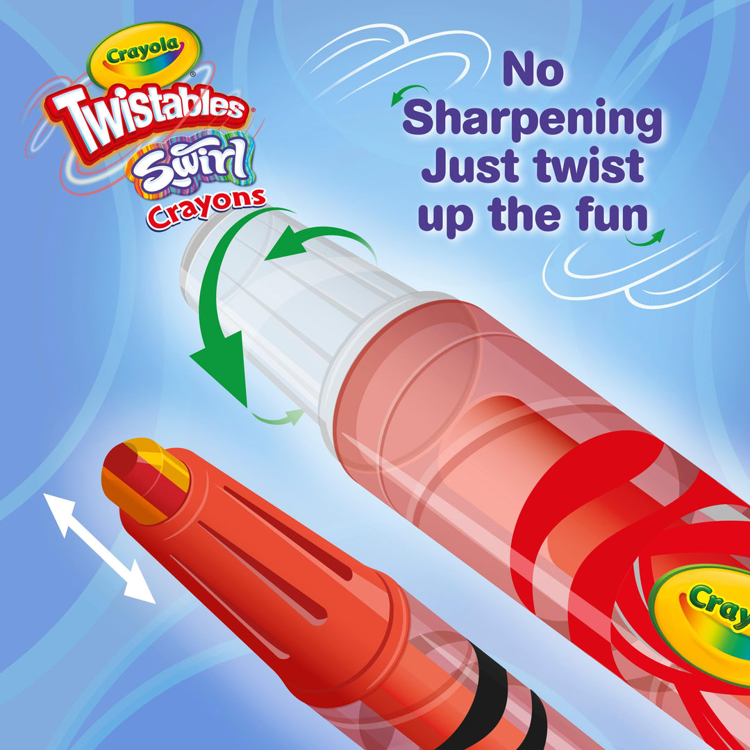 Crayola Swirl Mini Twistable Crayons - Assorted Colors (Pack of 10) | 4 Colors per Crayon | Twist-Up Design