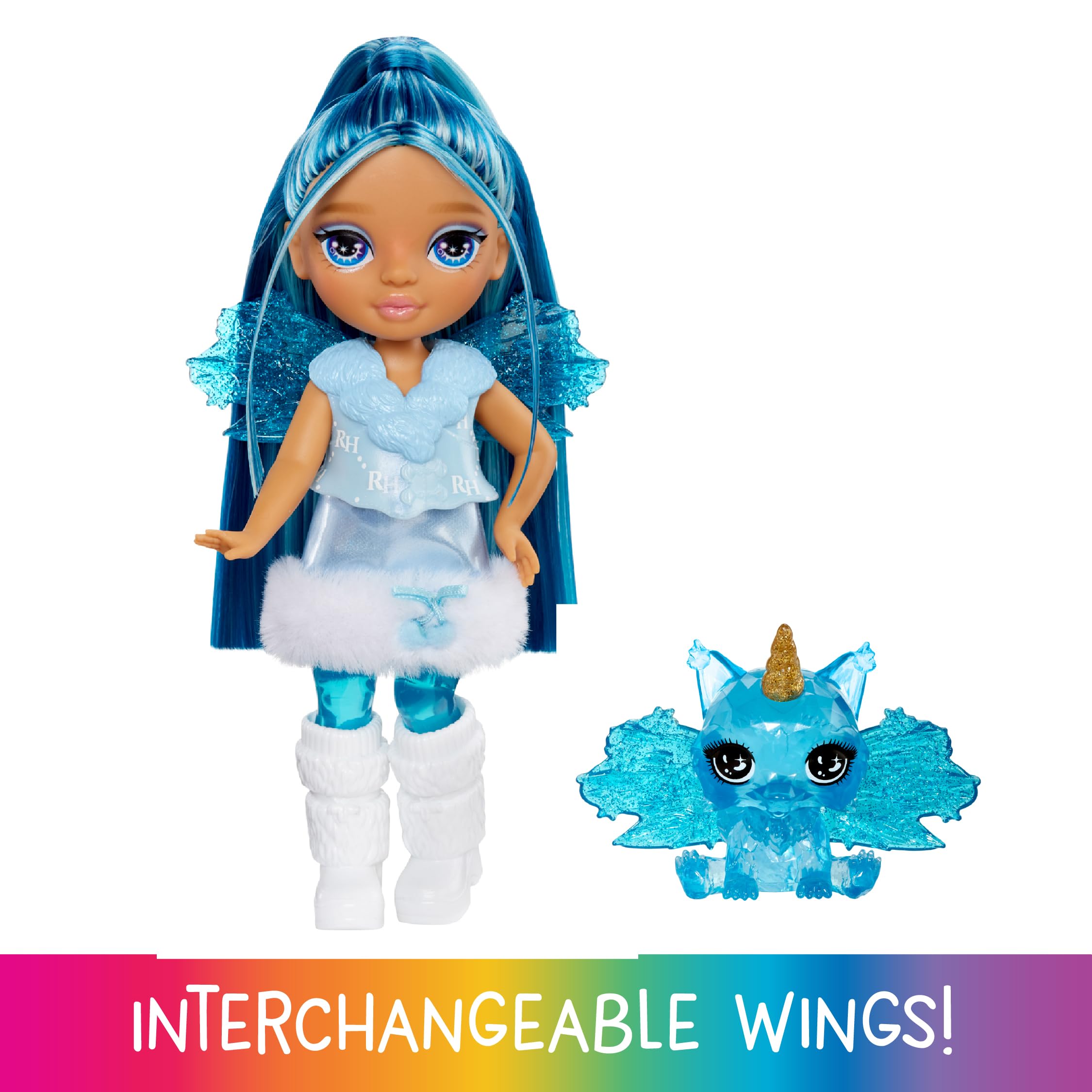 Rainbow High Littles Sapphire Fairy Doll - 14cm Posable, Interchangeable Wings | Fantasy Pet Included | Ages 4+ 2