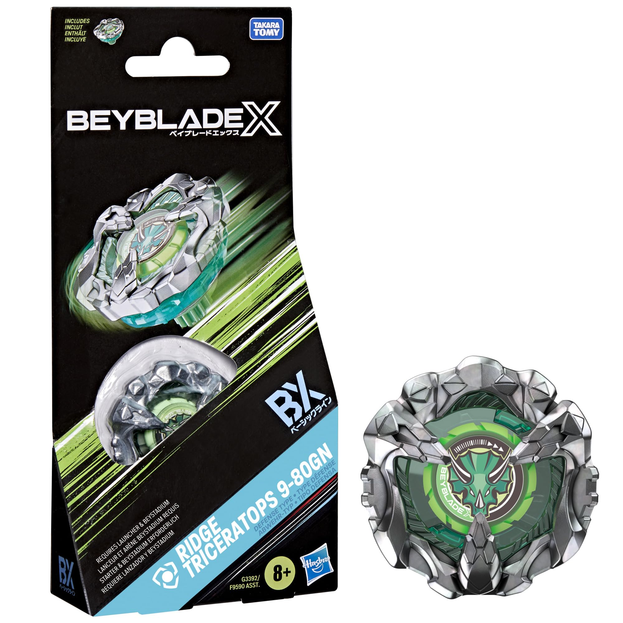 Hasbro Beyblade X Ridge Triceratops 9-80GN Booster Pack Set | Defense Type Top | Ages 8+