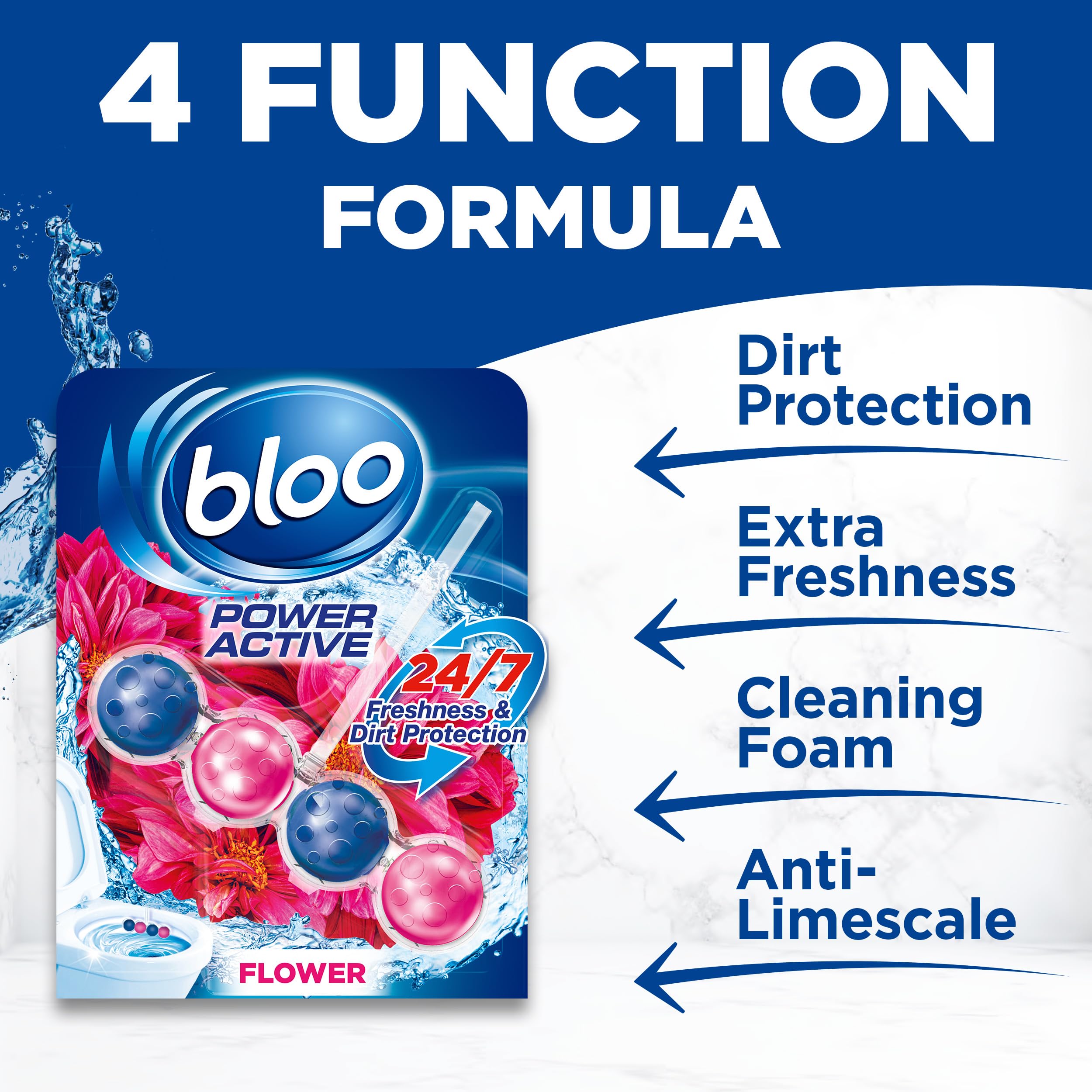 Bloo Power Active Toilet Rim Block Fresh Flowers - 50g, Pack of 1