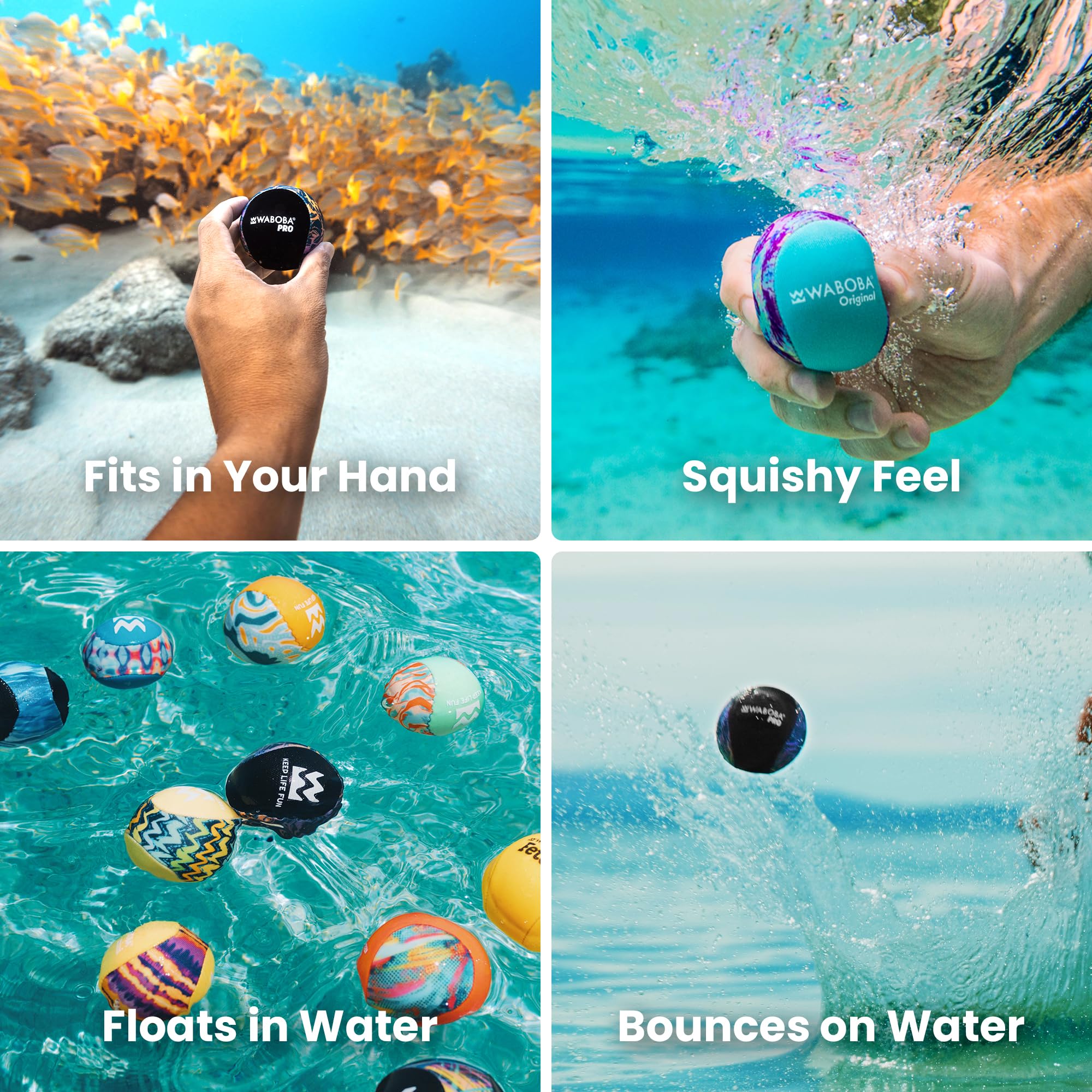 Waboba Pro Water Bouncing Ball - Firm Gel Core | Bounces on Water | Color Chaos 5
