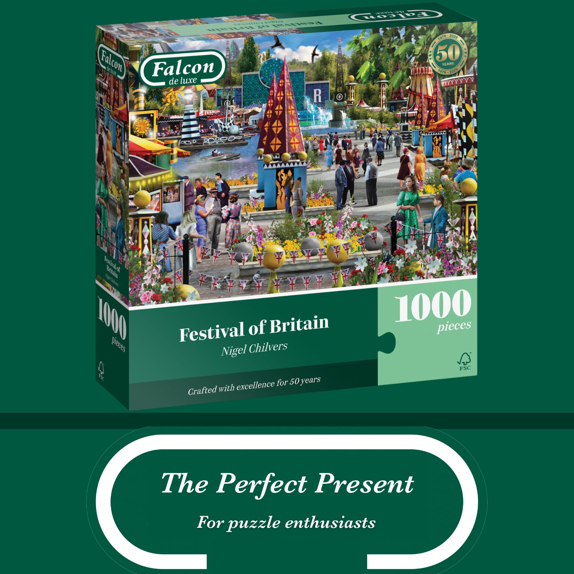 Falcon Festival of Britain Jigsaw Puzzle - 1000 Pieces | Recycled Cardboard | Adult Activity 5