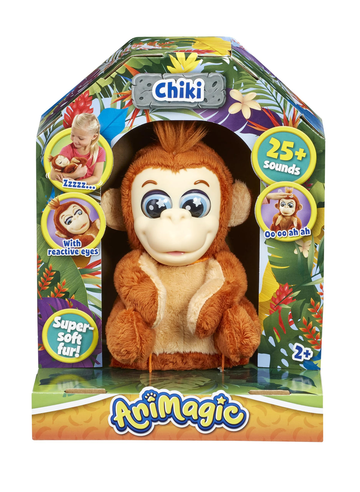 Animagic Chiki the Baby Gorilla Interactive Plush - 14+ Sounds & Movements, 23 cm