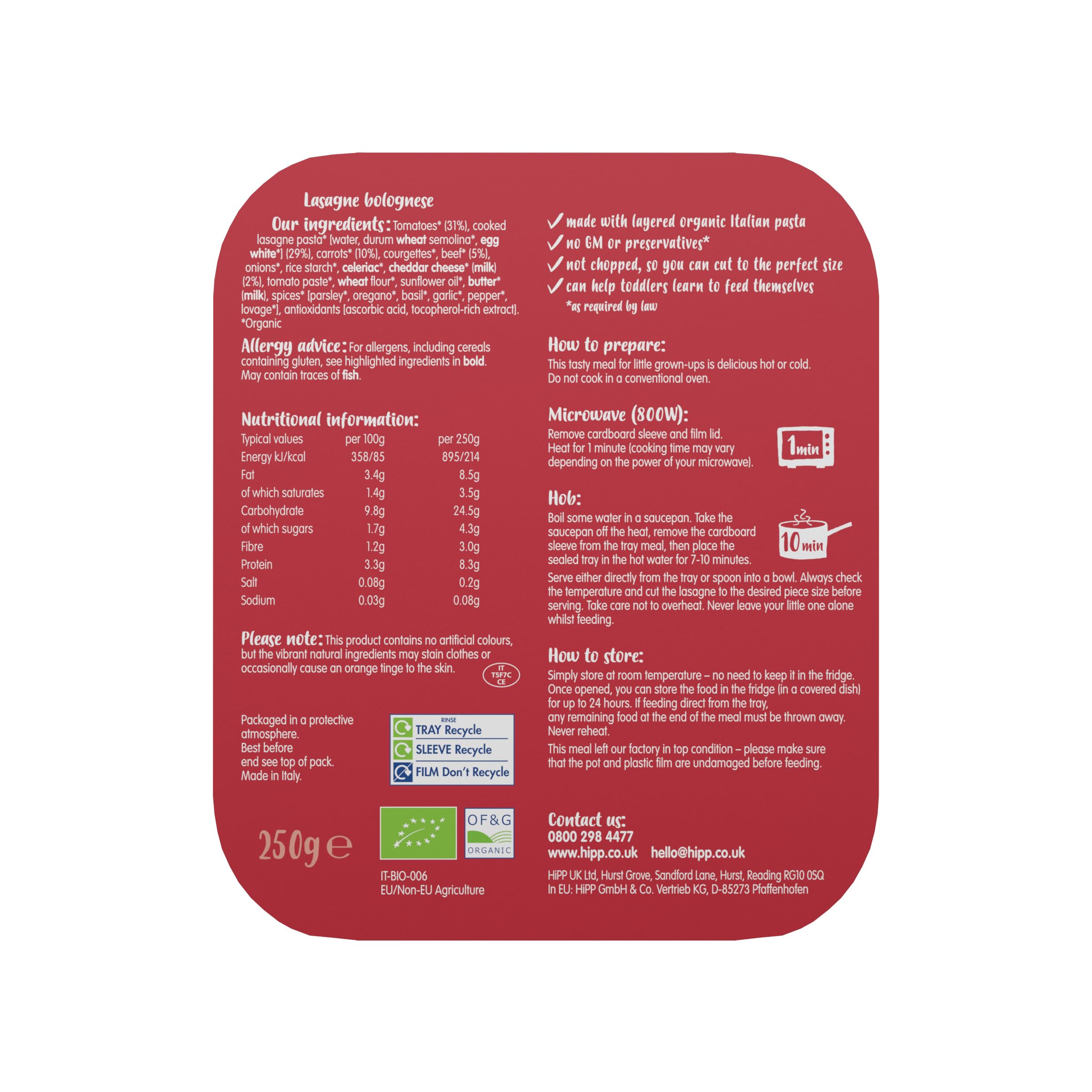 HiPP Organic Lasagne Bolognese Toddler Meal 15+ Months 250g (Pack of 6) 5