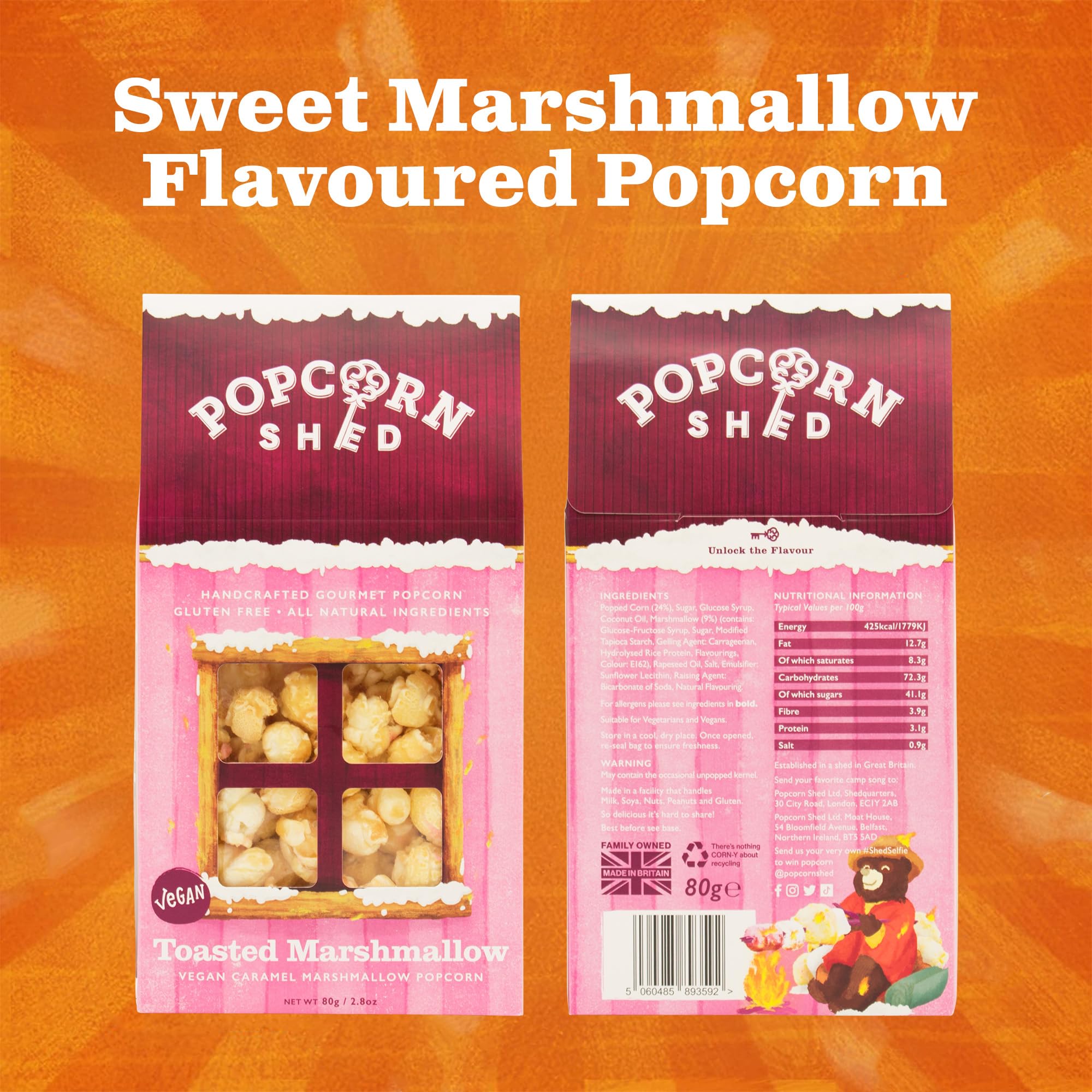 Popcorn Shed Toasted Marshmallow Gourmet Popcorn (1 x80g) - Vegan, Low Calorie, Perfect for Movie Nights & Gifting 12