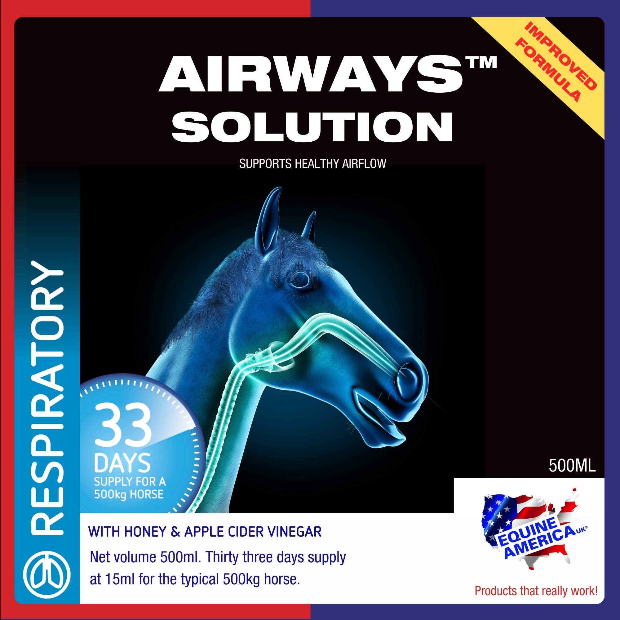 Equine America Airways Solution - Supports Respiratory Health | 500ml 2