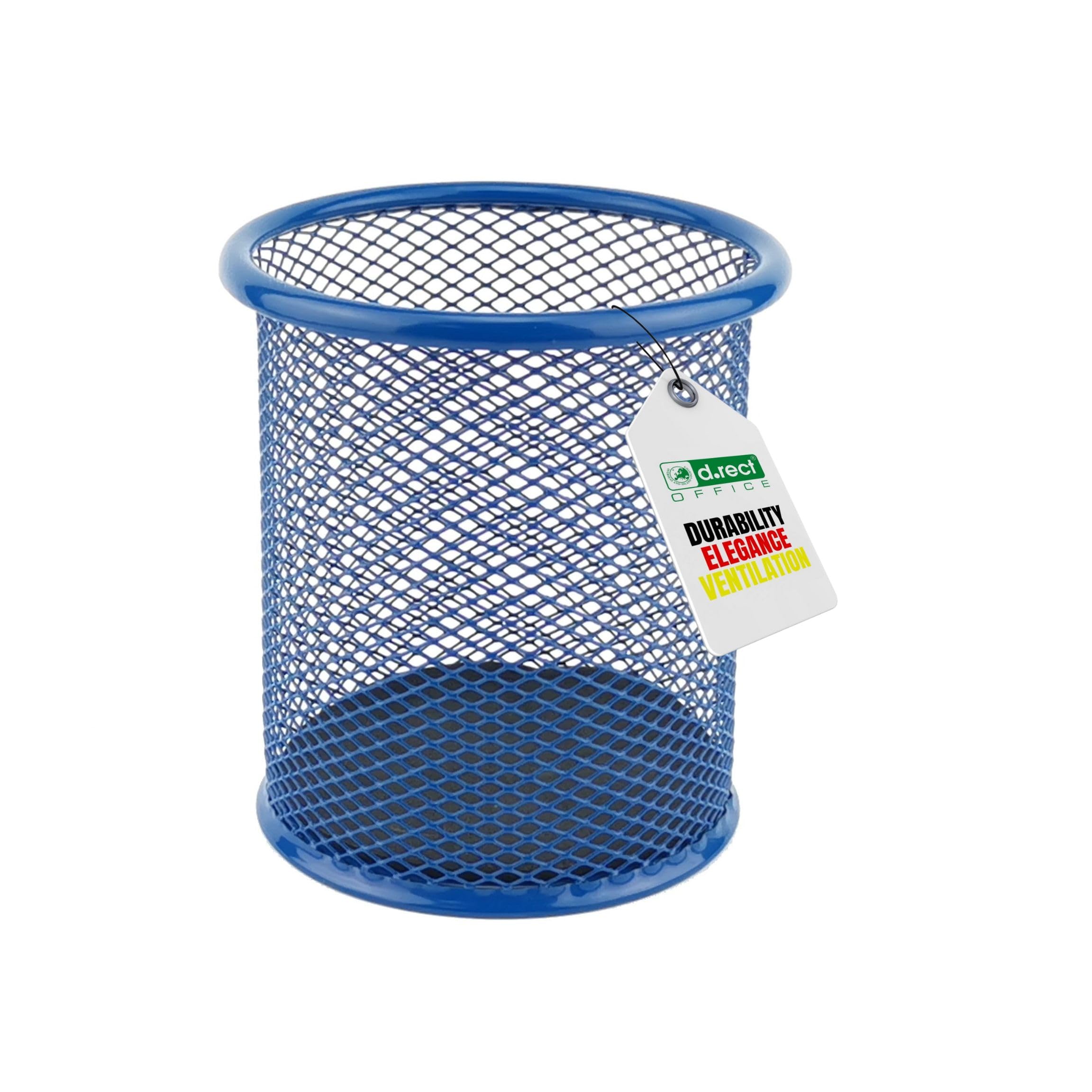 Leviatan Metal Pencil Holder - Round Mesh Design | Blue | Rust Resistant | 90x90x100mm 1