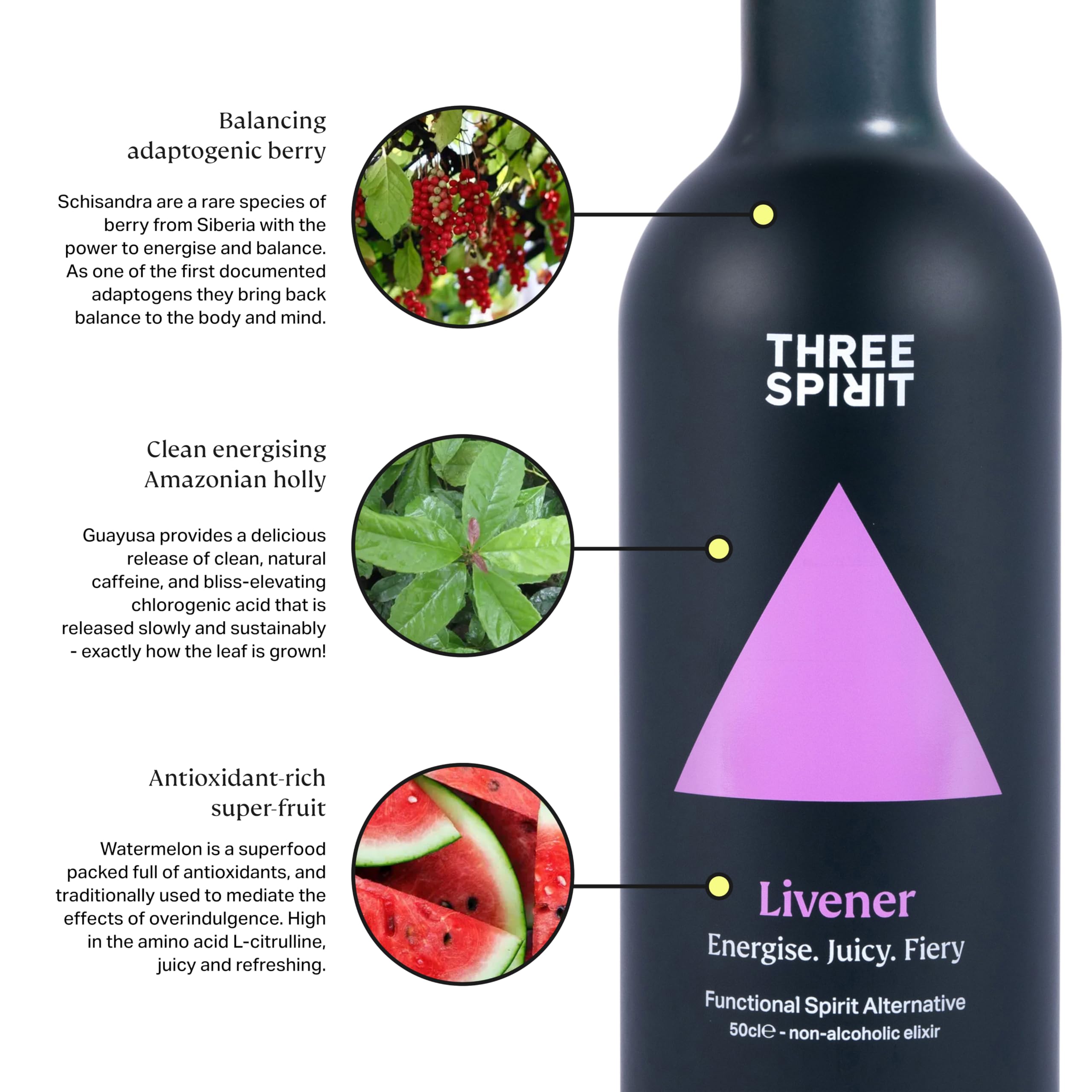 Three Spirit The Livener Non-Alcoholic Alternative Spirit - Energising & Euphoric | 50cl 2