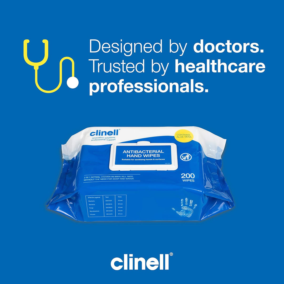 Clinell - Antibacterial Hand Wipe for Hands and Surfaces CAHW200