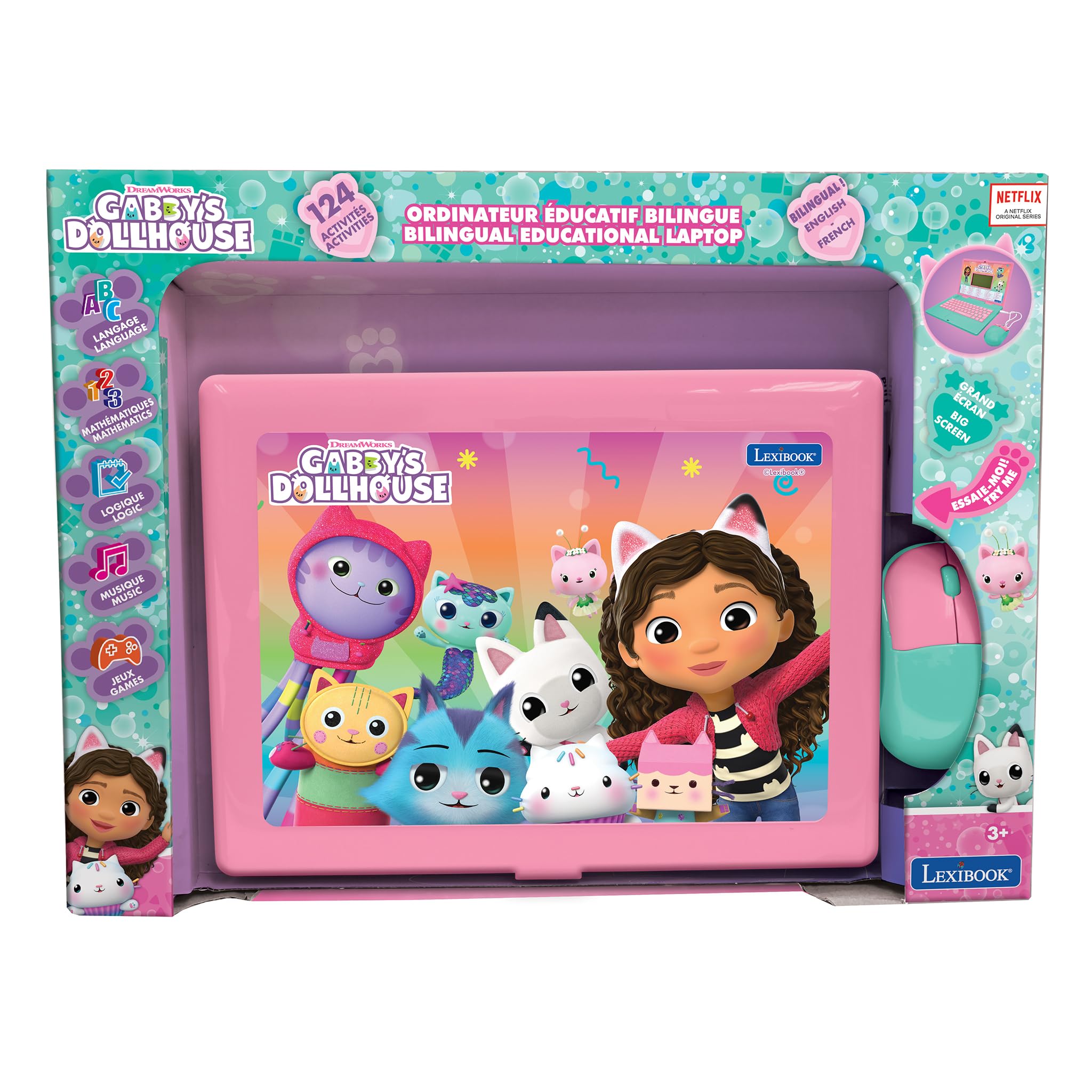 Lexibook Gabby's Dollhouse Bilingual Educational Laptop - 124 Fun Learning Activities for Kids 6