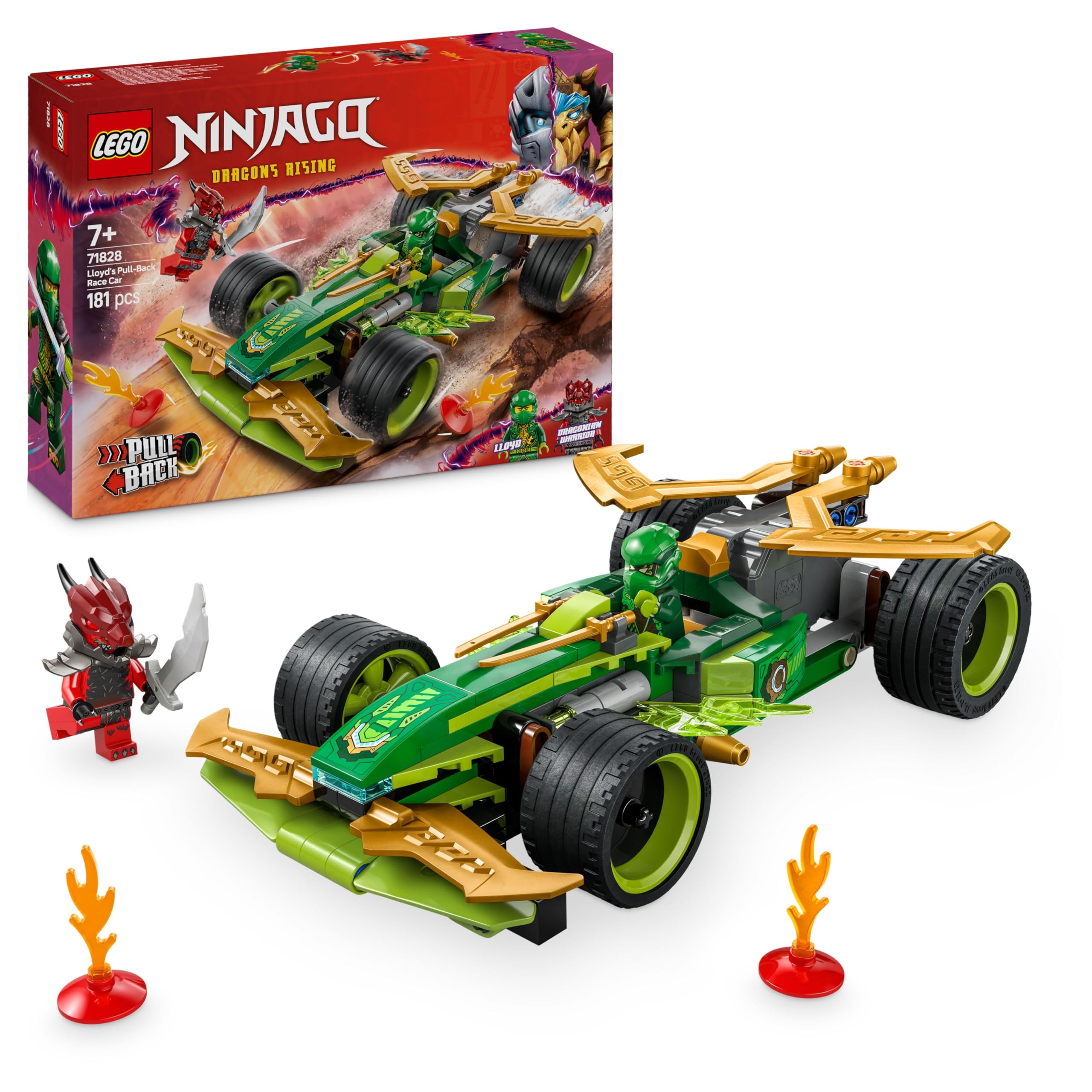 LEGO NINJAGO Lloyd’s Pull-Back Race Car Toy Set 71828 with 2 Minifigures for Ages 7+ 1