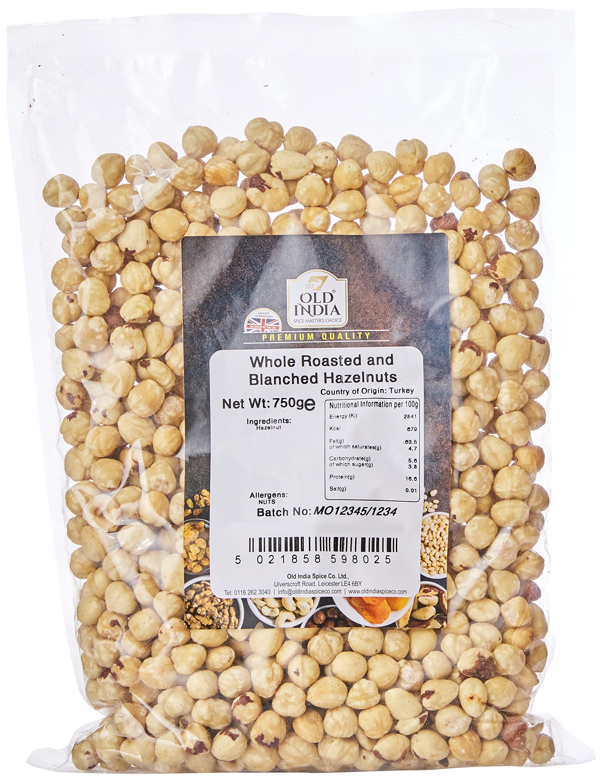Old India Whole Roasted and Blanched Hazelnuts 750g 1