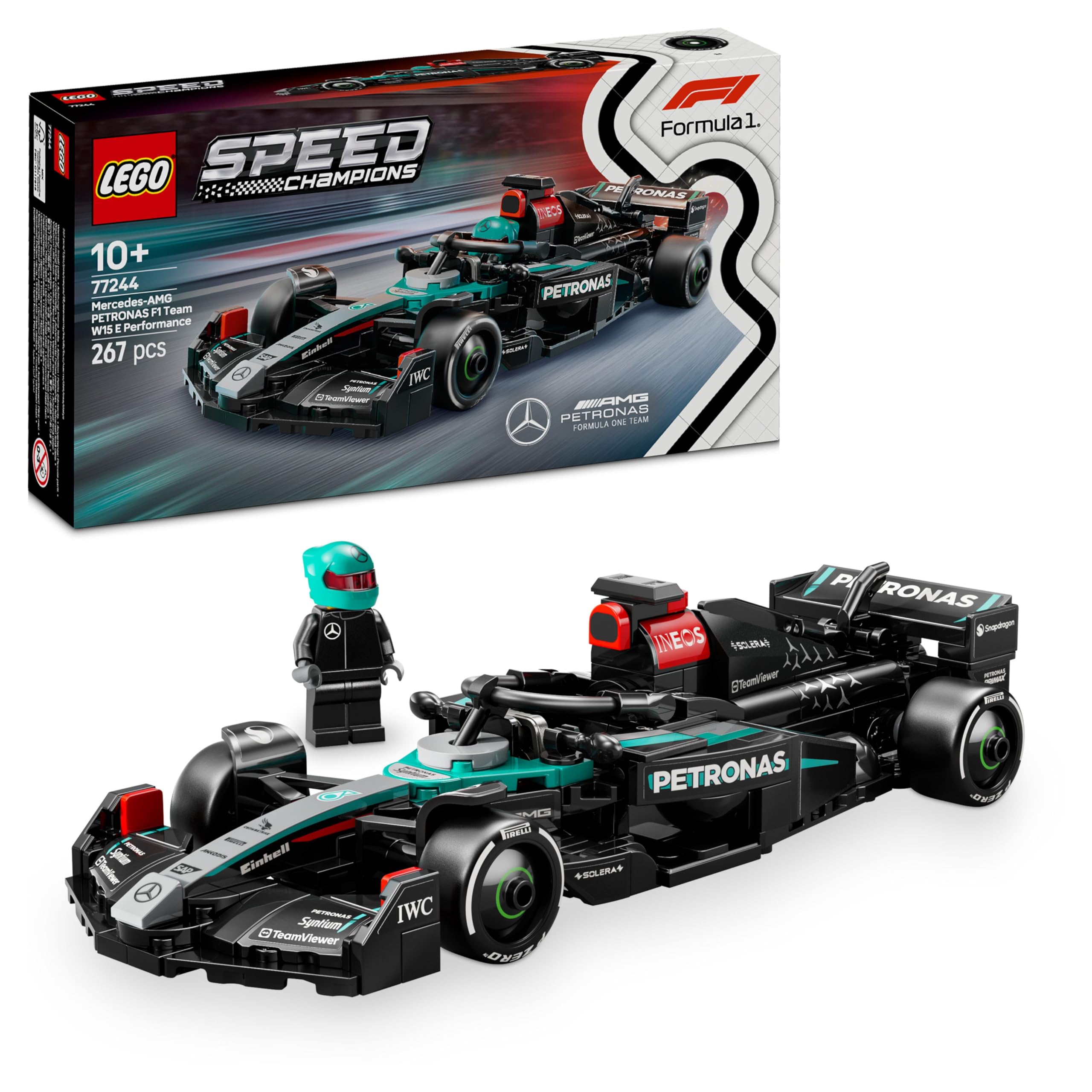 LEGO Speed Champions Mercedes-AMG F1 W15 Race Car Set 77244 | Ages 10+ | 284g 1