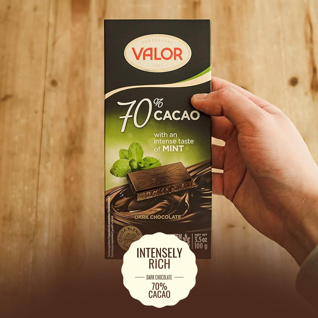 Valor - Dark Chocolate Bar 70% Cocoa with Mint (100g)