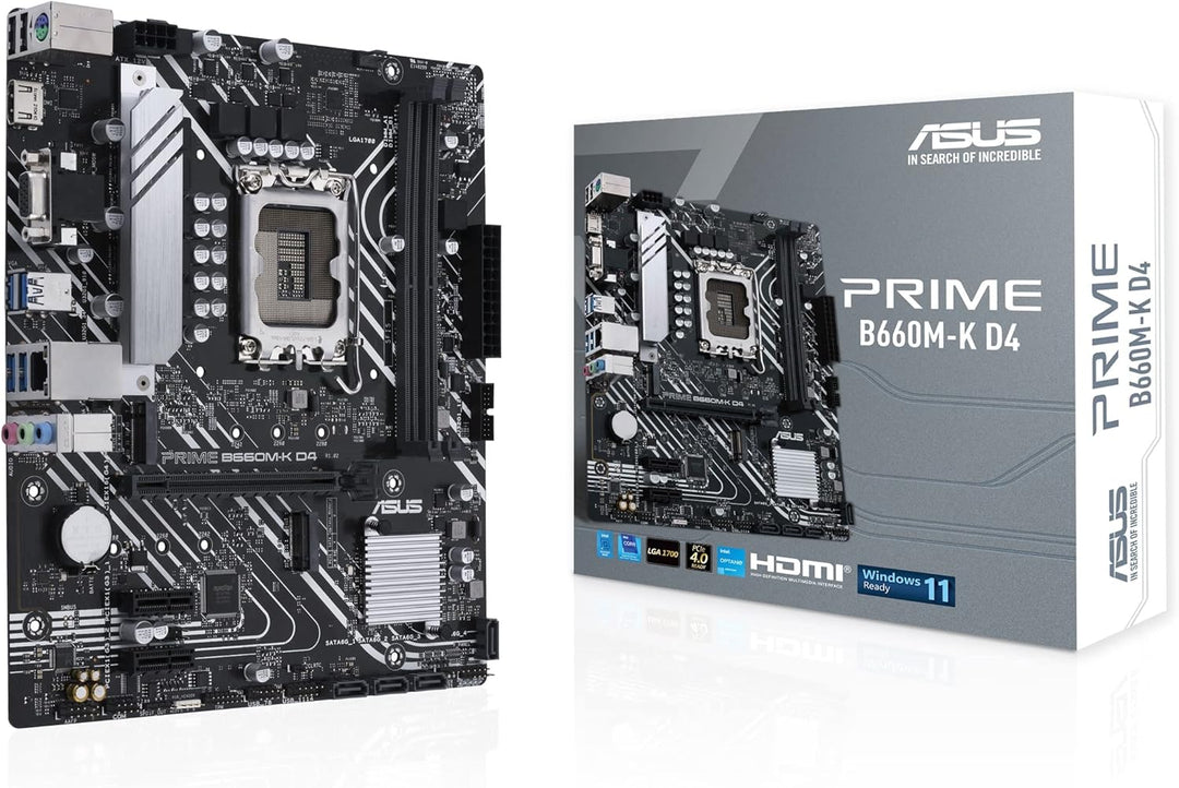 ASUS Prime B660M-K D4 Intel B660 LGA 1700 mATX Motherboard with PCIe 4.0, Dual M.2 Slots, and Enhanced Cooling