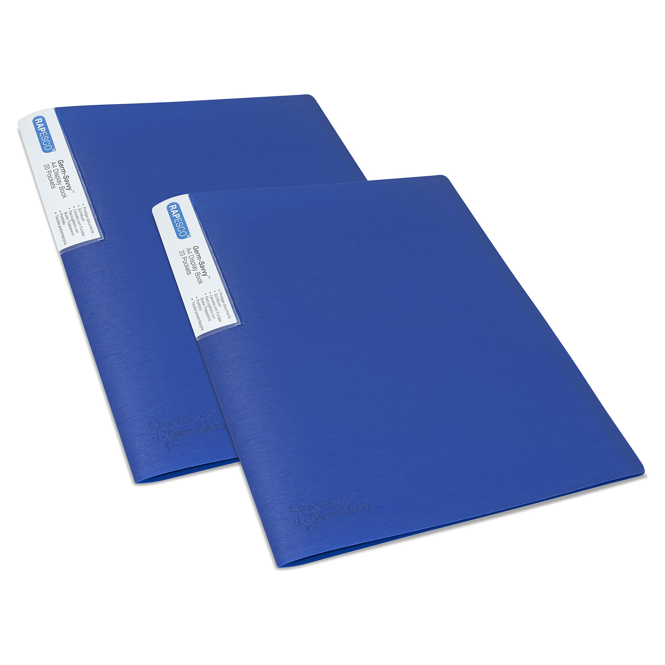 RAPESCO Presentation Folder - 20 Pockets | A4 Size | Blue Polypropylene with Antibacterial Protection 1