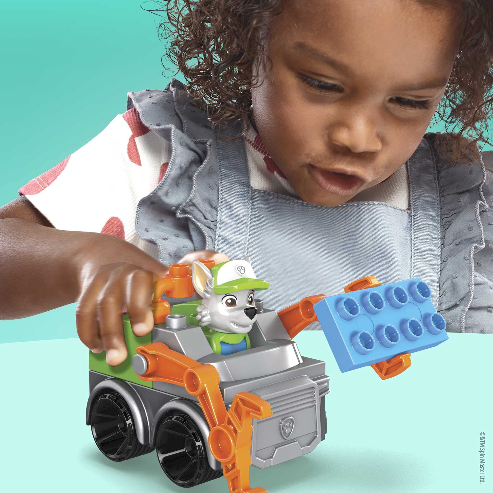 Mega Bloks Paw Patrol Rocky's City Recycling Truck Set - Building Playset for Ages 3+ 3