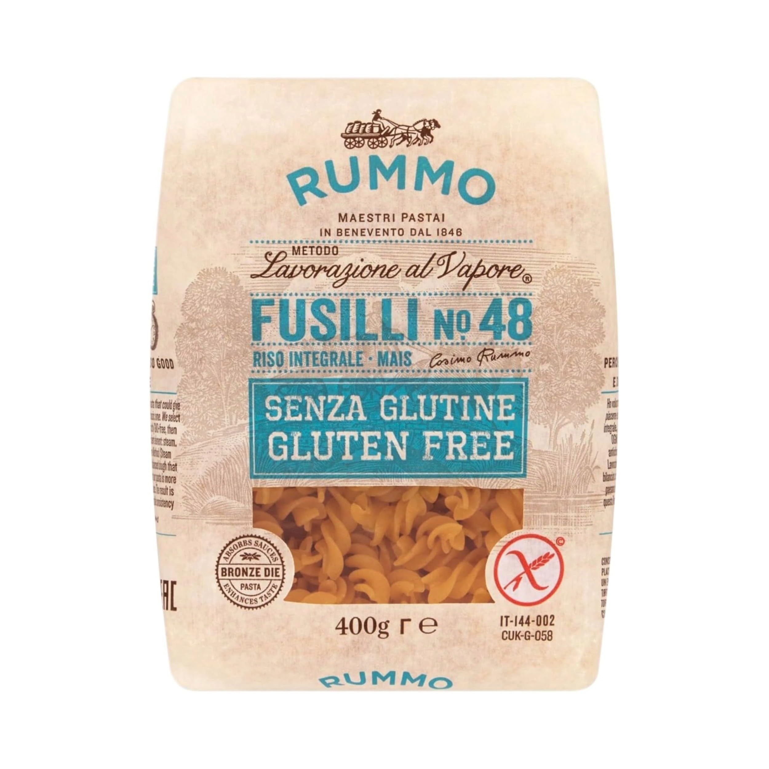 Rummo Gluten Free Fusilli Pasta No.48 - Organic Ingredients, Spiral Shape | 400g 1
