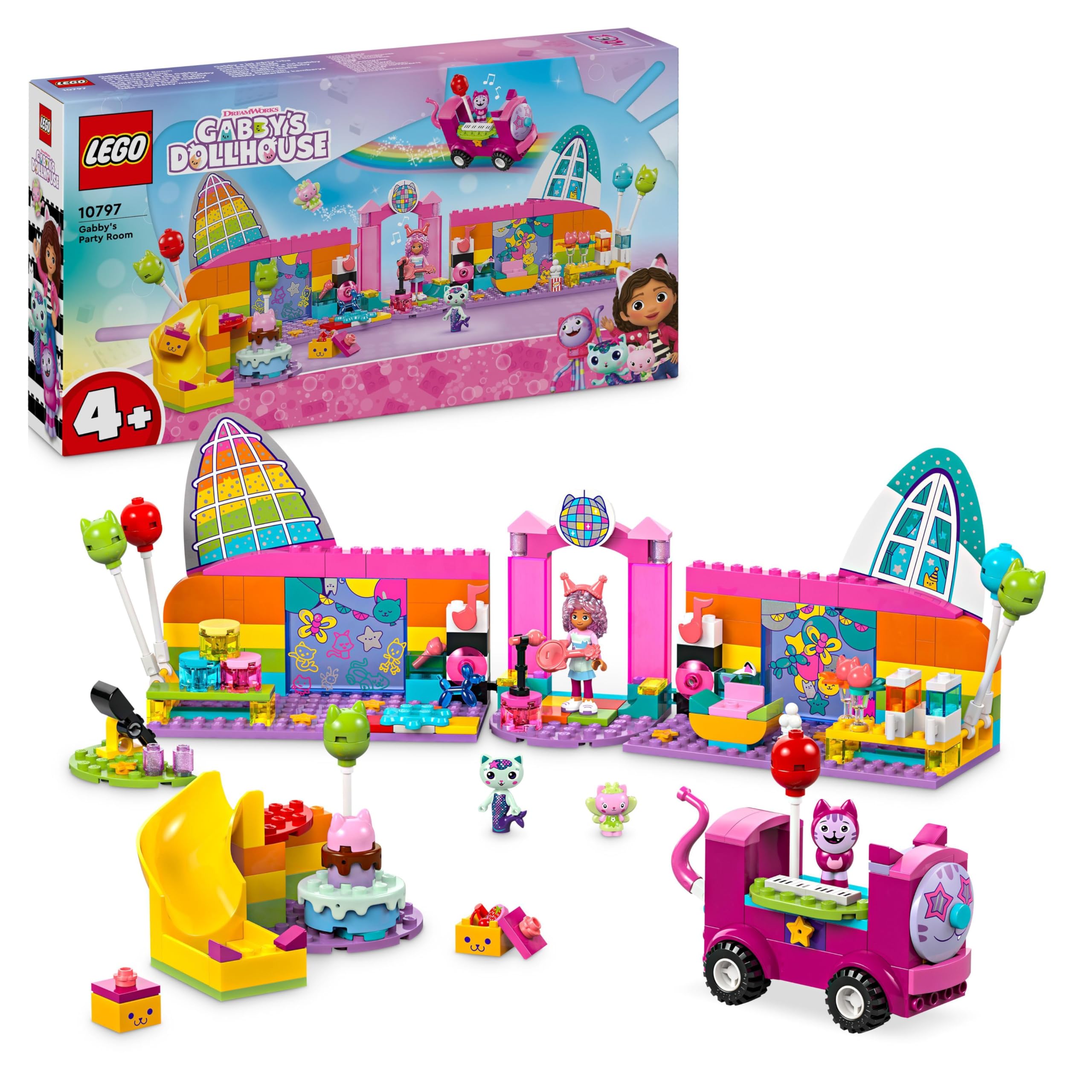 LEGO Gabby’s Party Room Disco Playset - DJ Catnip Party Bus with Minifigures & Games for Kids 4+ 1
