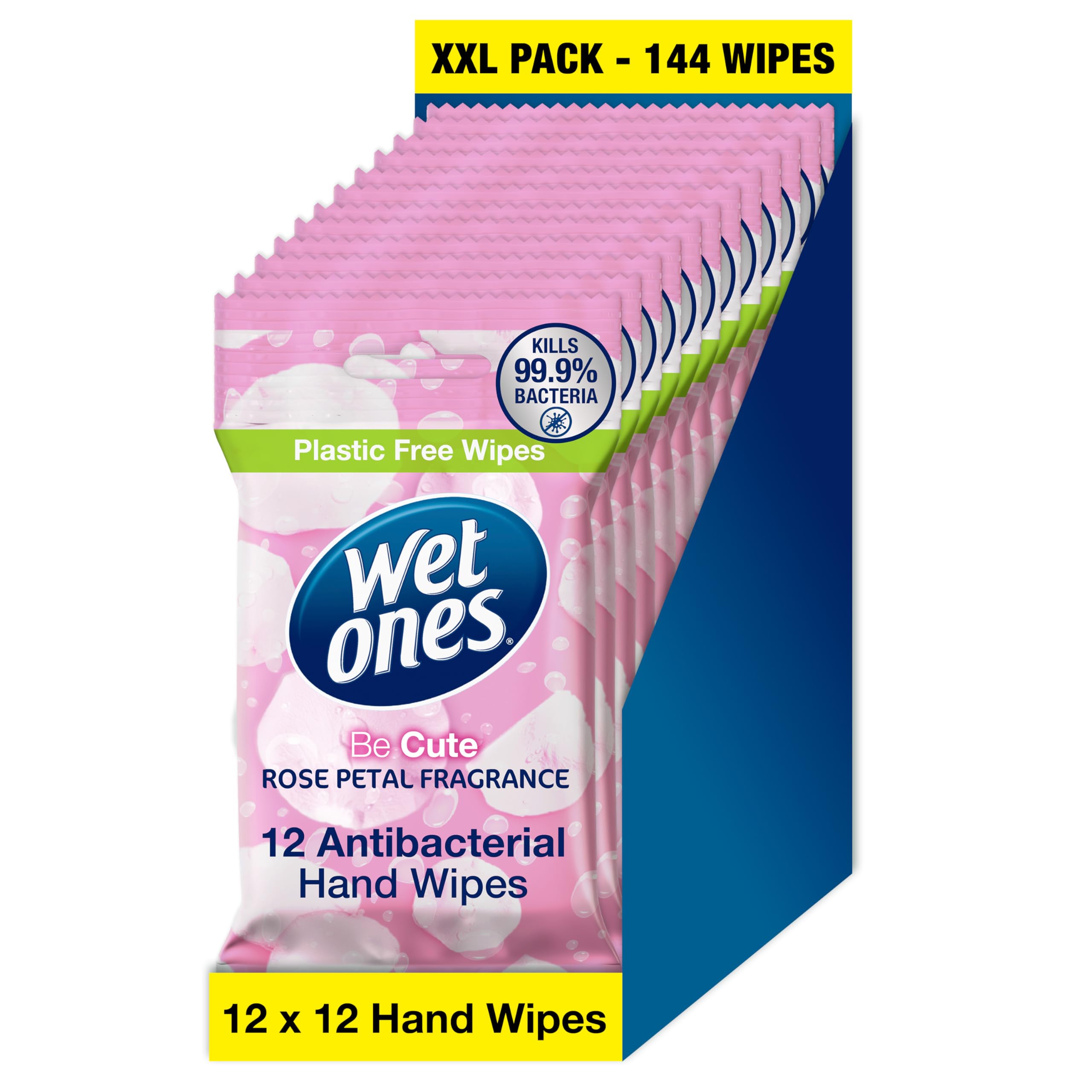 Wet Ones Be Cute Antibacterial Biodegradable Hand Wipes - Rose Scent, 12 Count Pack (144 Total Wipes)