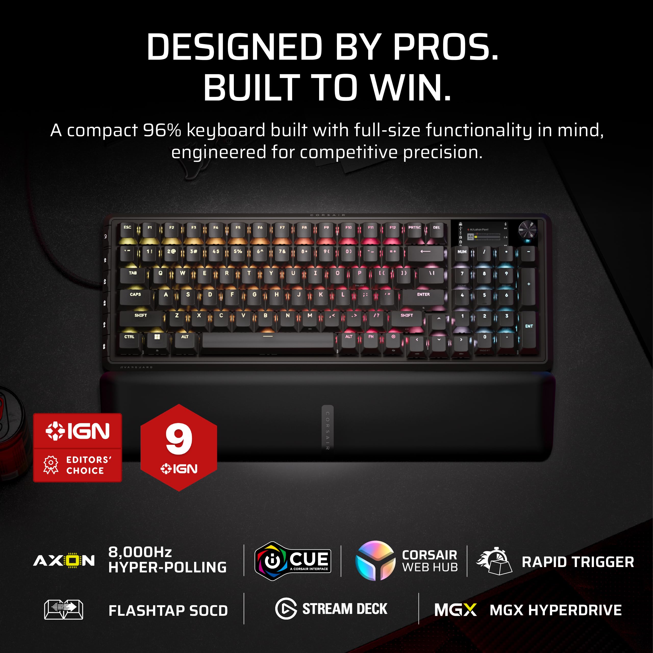 Corsair VANGUARD PRO 96 Wired Hall Effect Magnetic Mechanical Gaming Keyboard | 96% Layout | RGB 2