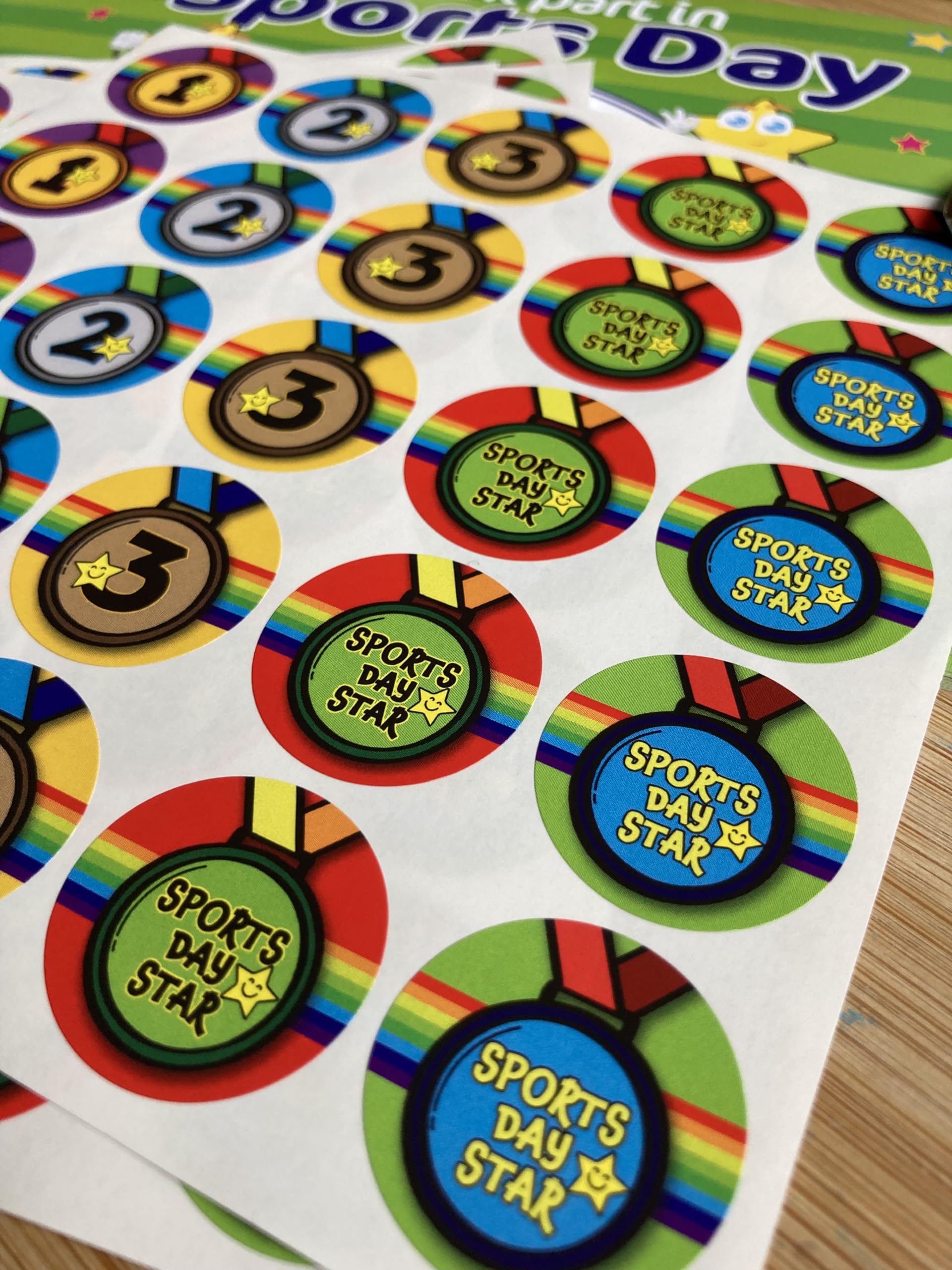 SuperStickers Sports Day Stickers Variety Pack - 1st, 2nd, 3rd & Star | 125 Stickers, 28mm 4