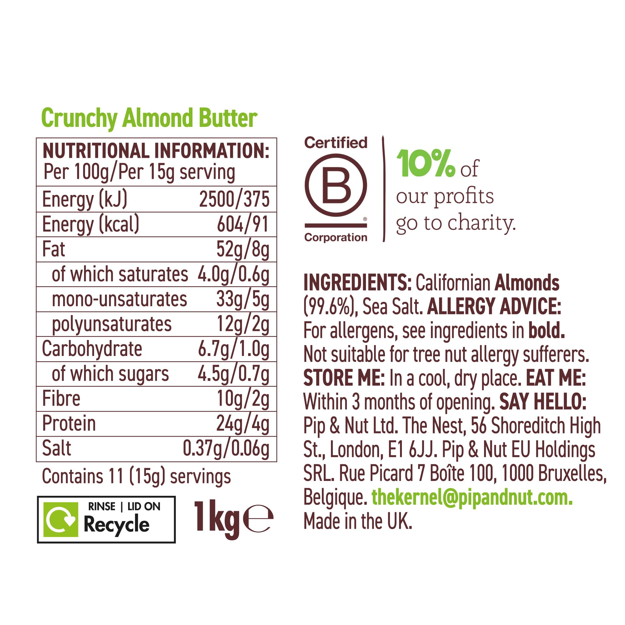 Pip & Nut Crunchy Almond Butter - Made with Californian Almonds | 1 kg 3