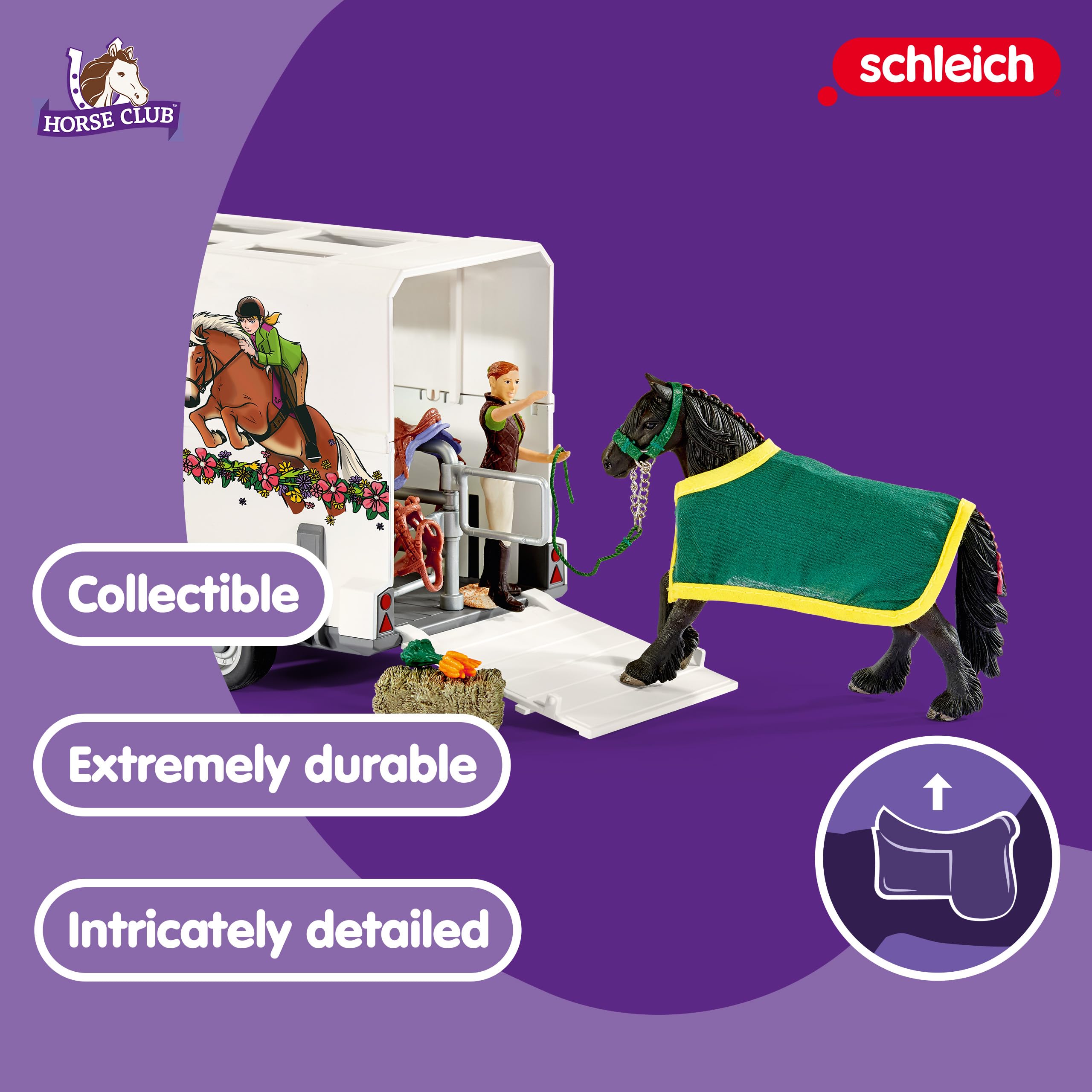 Schleich Horse Club Pick-up Truck with Horse Trailer Playset - 38-Piece Equestrian Adventure for Kids 6