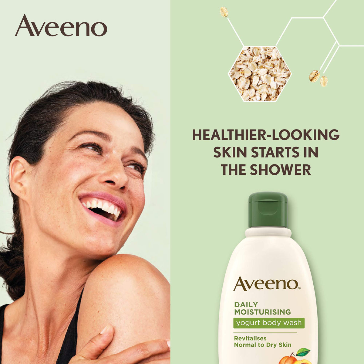 Aveeno Daily Moisturising Yogurt Body Wash Shower Gel with Prebiotic Oat - 2 x 300 ml