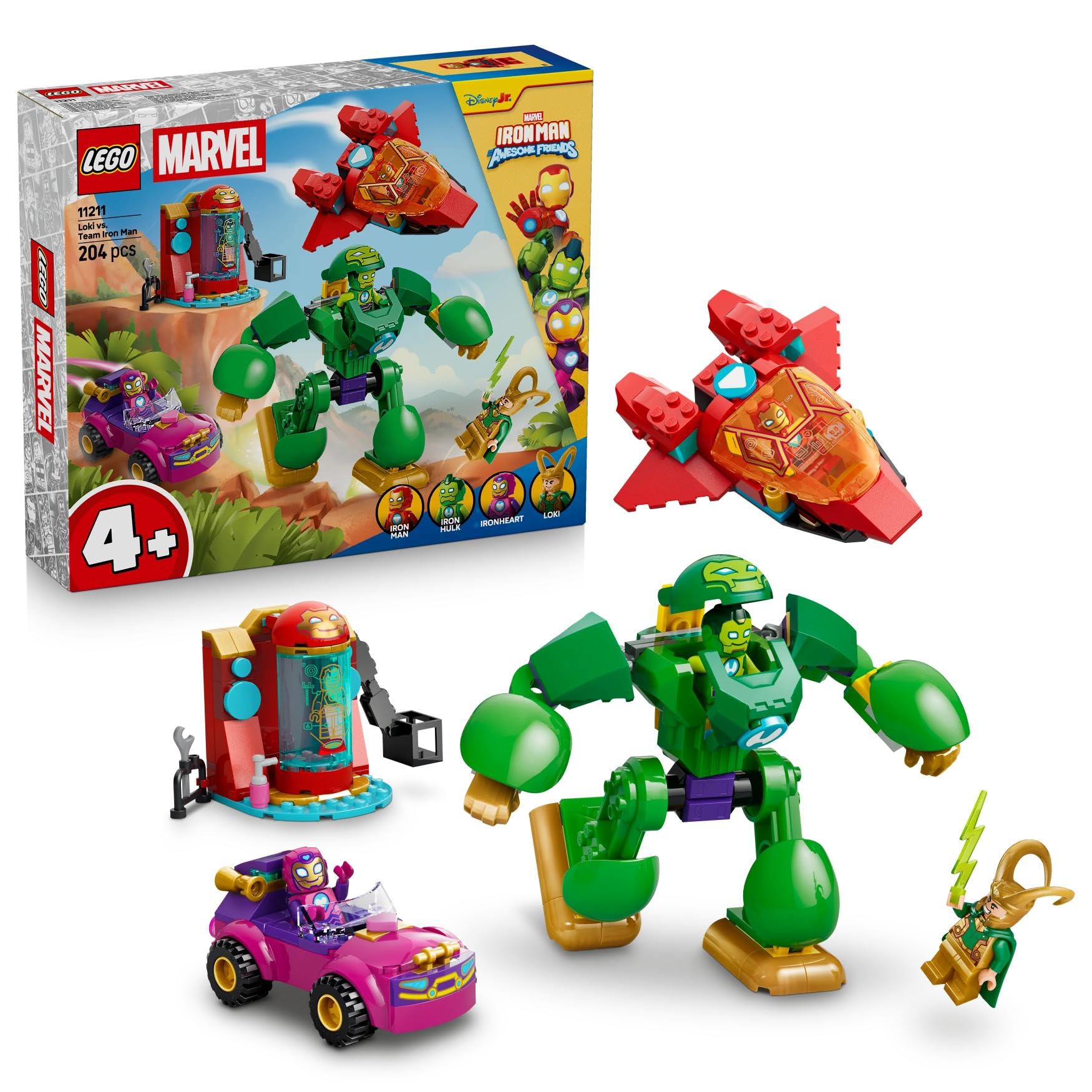 LEGO Marvel Loki vs. Team Iron Man Building Set - Ages 4+ | 4 Minifigures | Multicolor