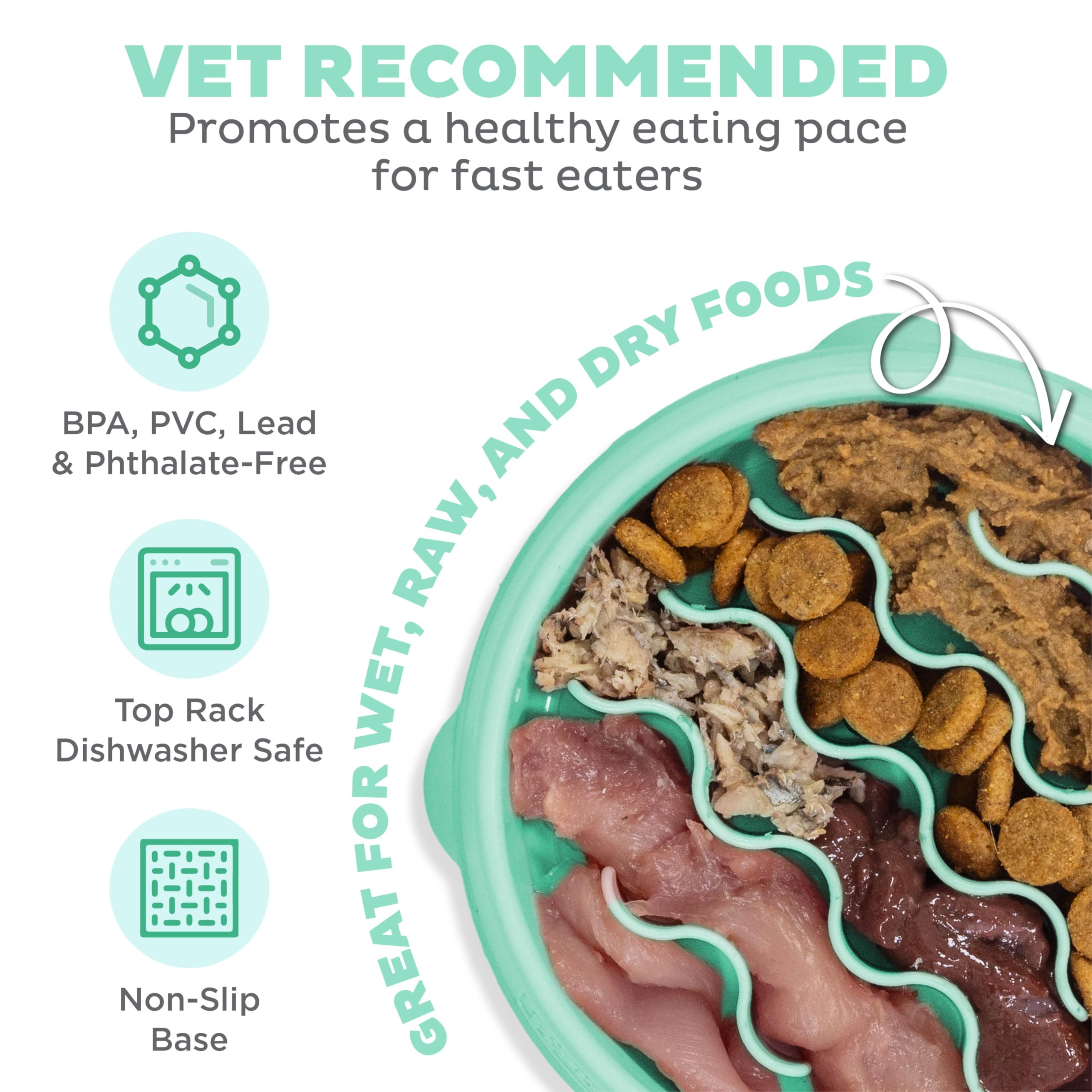 Outward Hound Puppy Slow Feeder Dog Bowl - Mint Small Size | BPA-Free, Dishwasher Safe 3