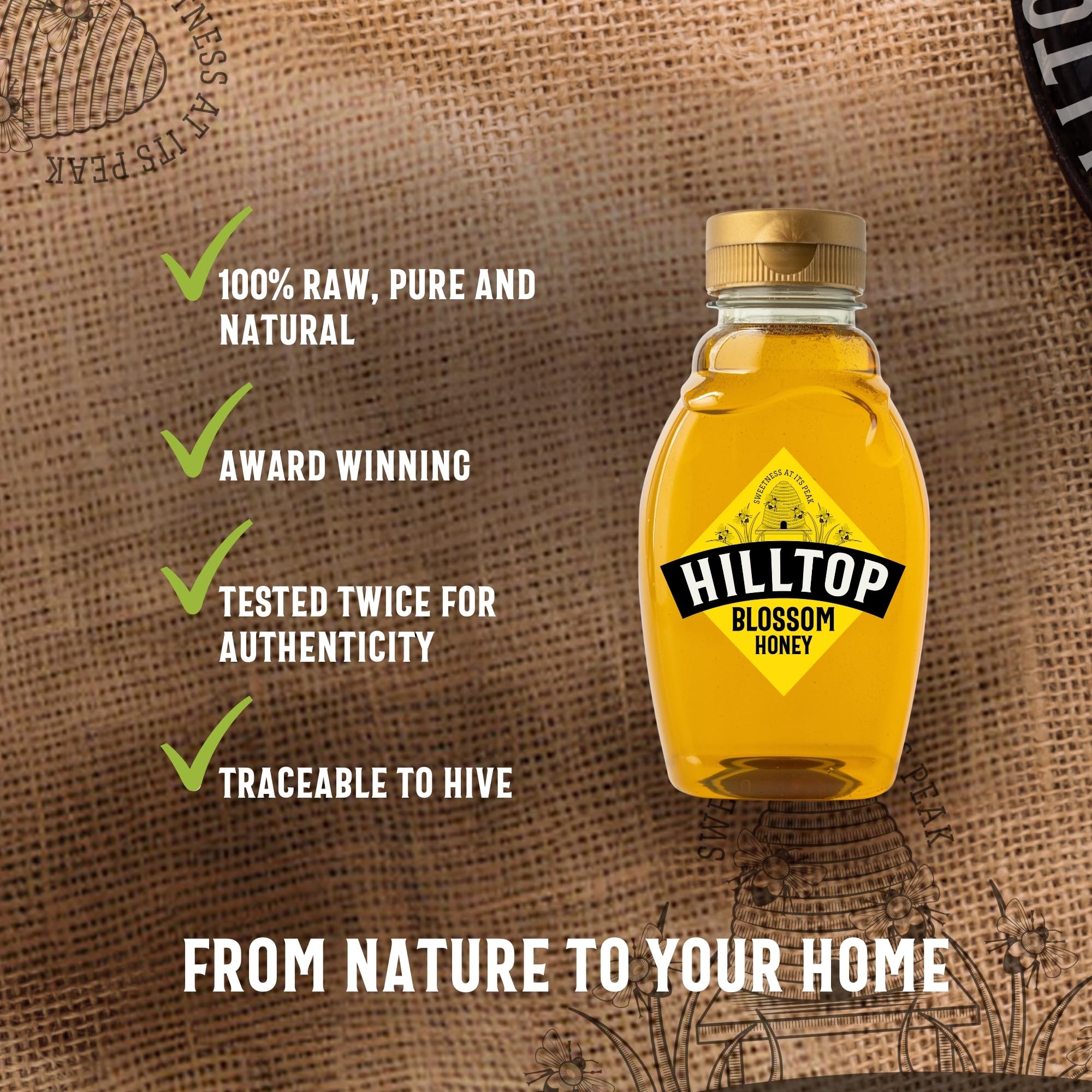 Hilltop Honey Blossom Honey - Pure Natural Honey | 340g Squeezy Bottle 2