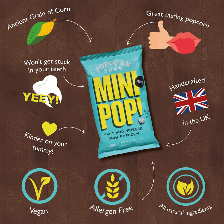 Popcorn Shed MiniPop! Salt & Vinegar Flavour Vegan Popcorn Snack