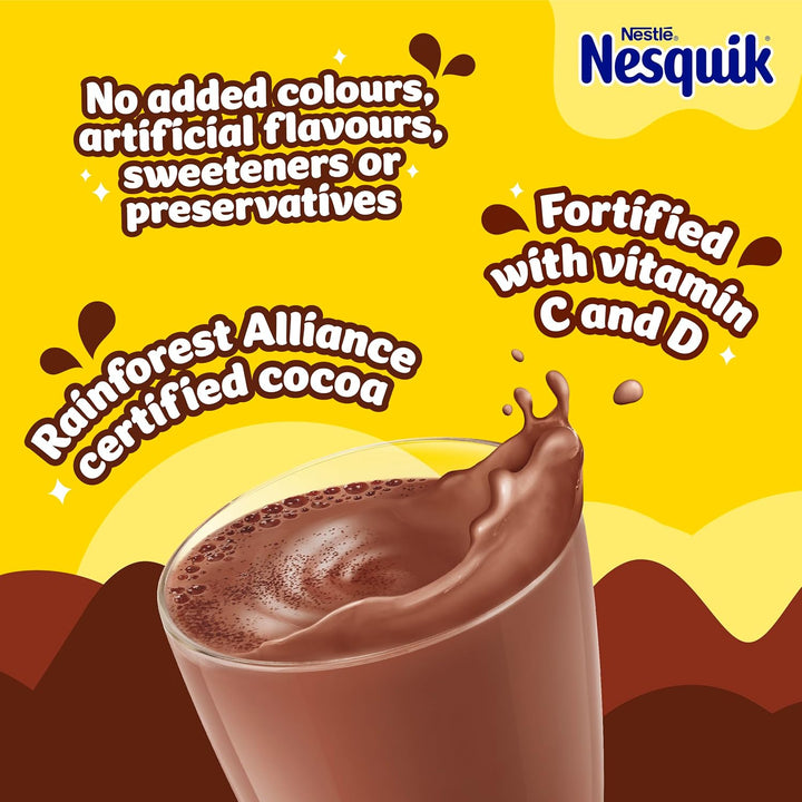 Nesquik Chocolate Flavoured Milkshake Powder 500g Tub (Pack of 10) - Gluten Free, No Artificial Additives, Fortified with Vitamins C & D