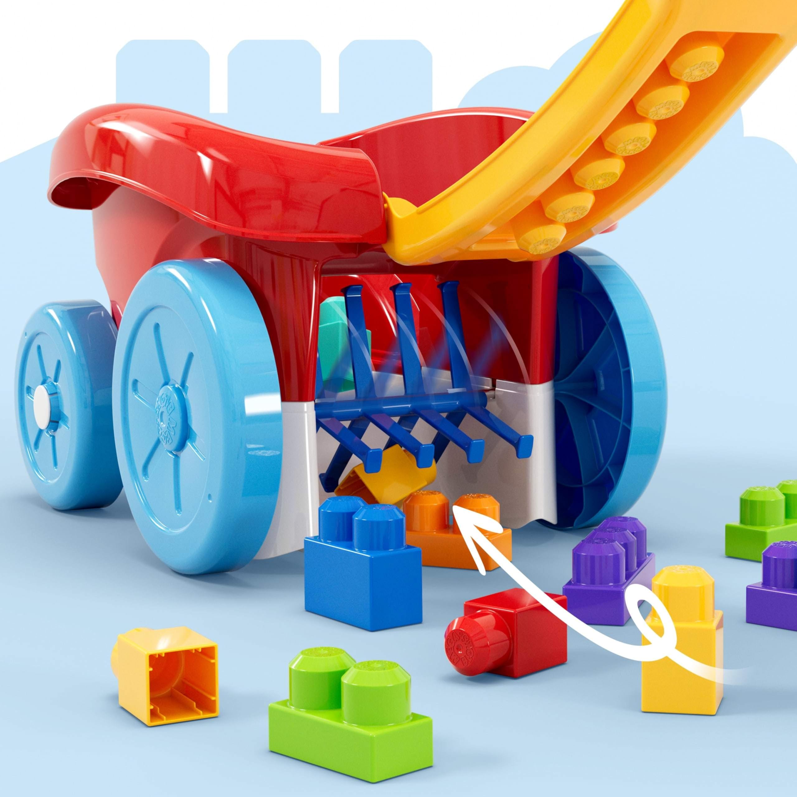 MEGA BLOKS First Builders Toddler Building Toy - Block Scooping Pull Wagon with 20 Big Building Blocks for Ages 1+ 10