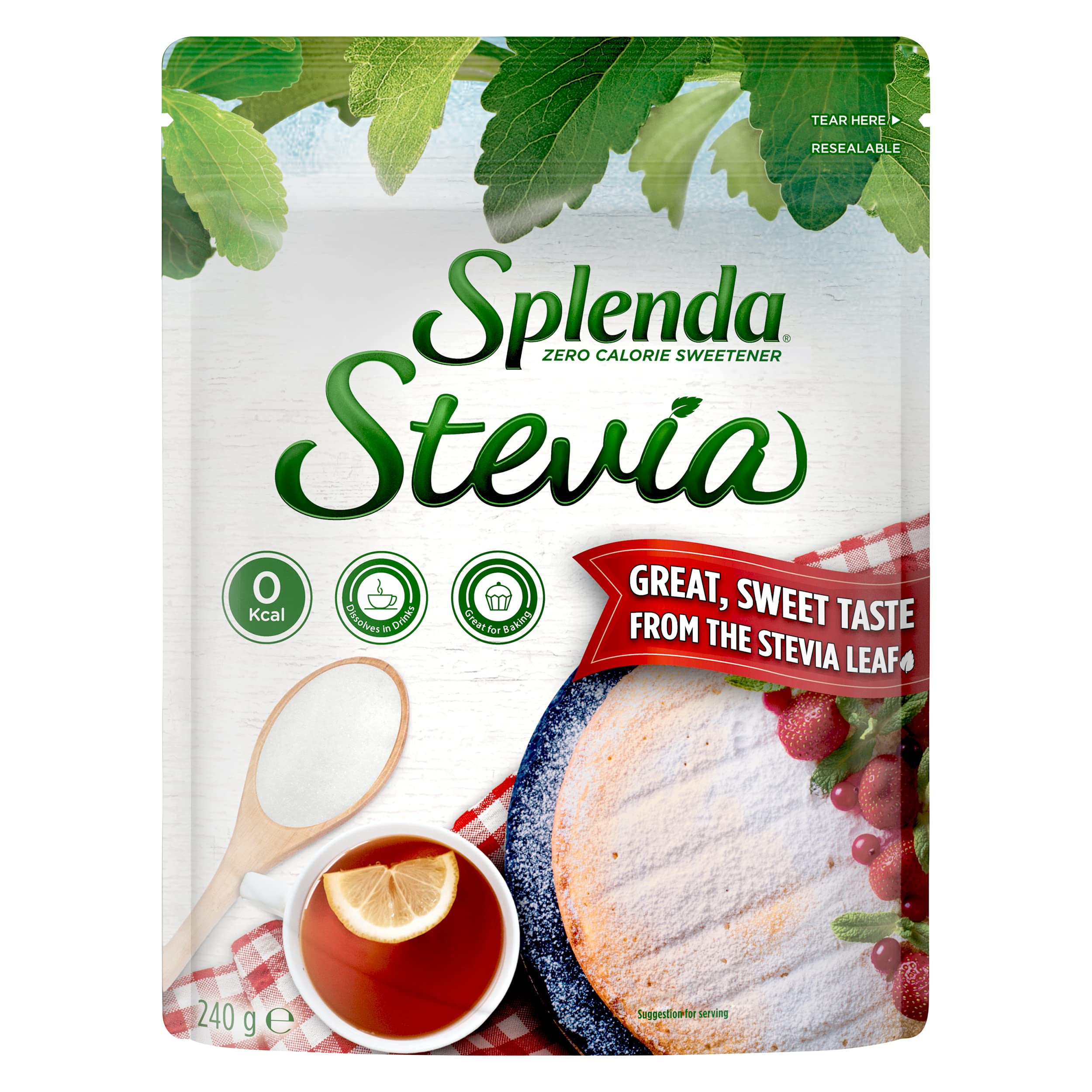 Splenda Stevia No Calorie Sweetener - Zero Calories | 240g Pouch | Baking & Drinks 3