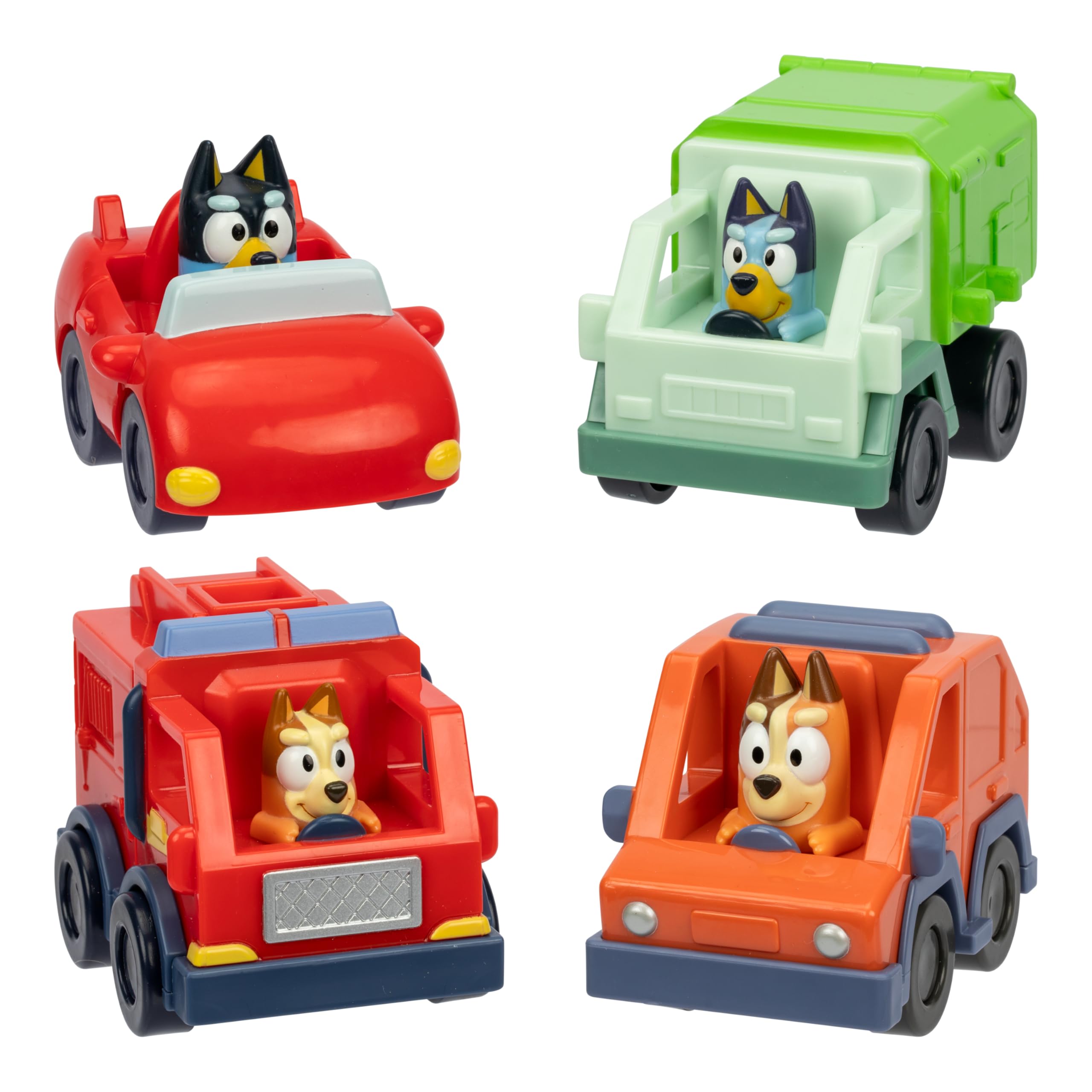 Bluey Mini Racers Set - 4 Popular Vehicles | Free-Rolling Wheels | Ages 3+ 1