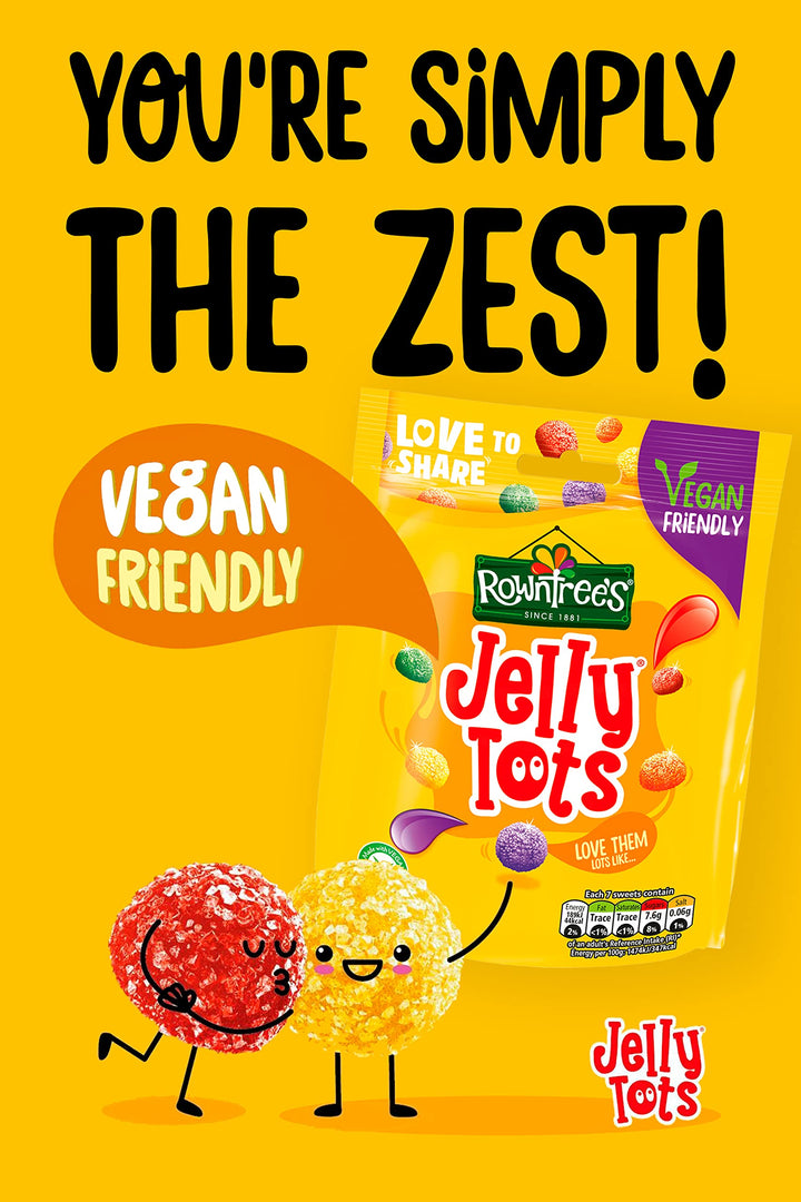 Rowntree's Jelly Tots Sweets - Fruit Flavoured Chewy Sweets, Vegan Friendly, 10 x 150g Sharing Bags